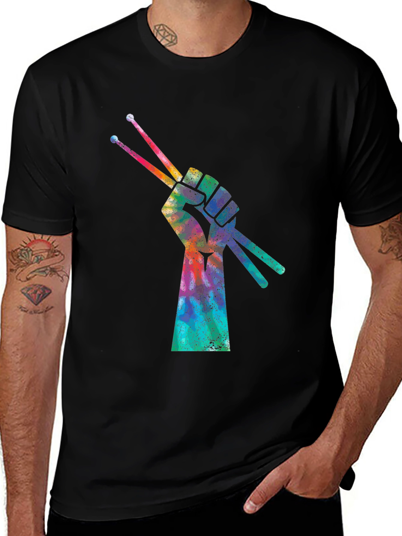 Drummers Fist Tie-Dye Graphic T-Shirt