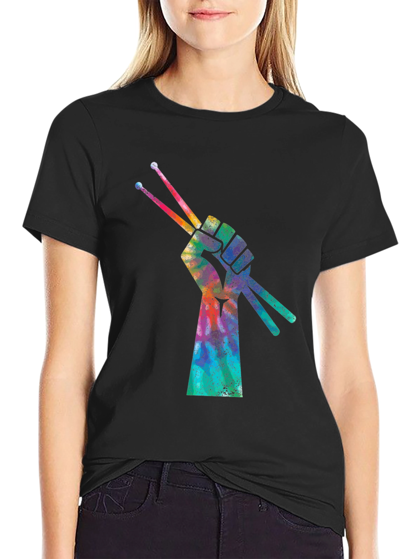 Drummers Fist Tie-Dye Graphic T-Shirt