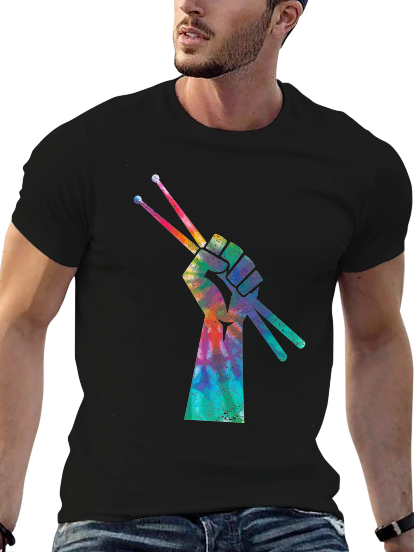 Drummers Fist Tie-Dye Graphic T-Shirt