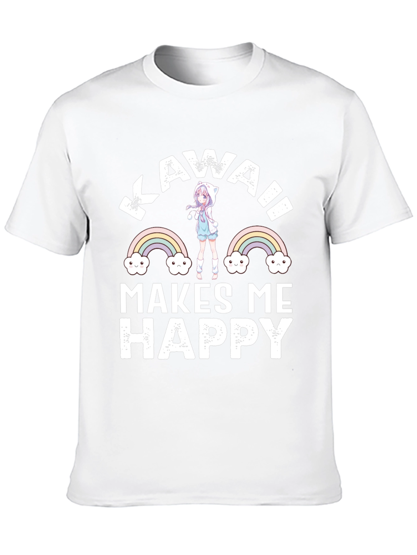 Kawaii Makes Me Happy Black T-Shirt