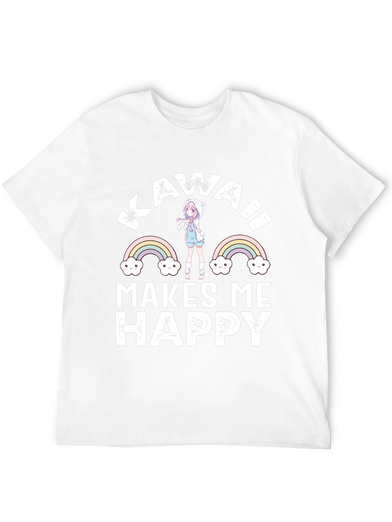 Kawaii Makes Me Happy Black T-Shirt