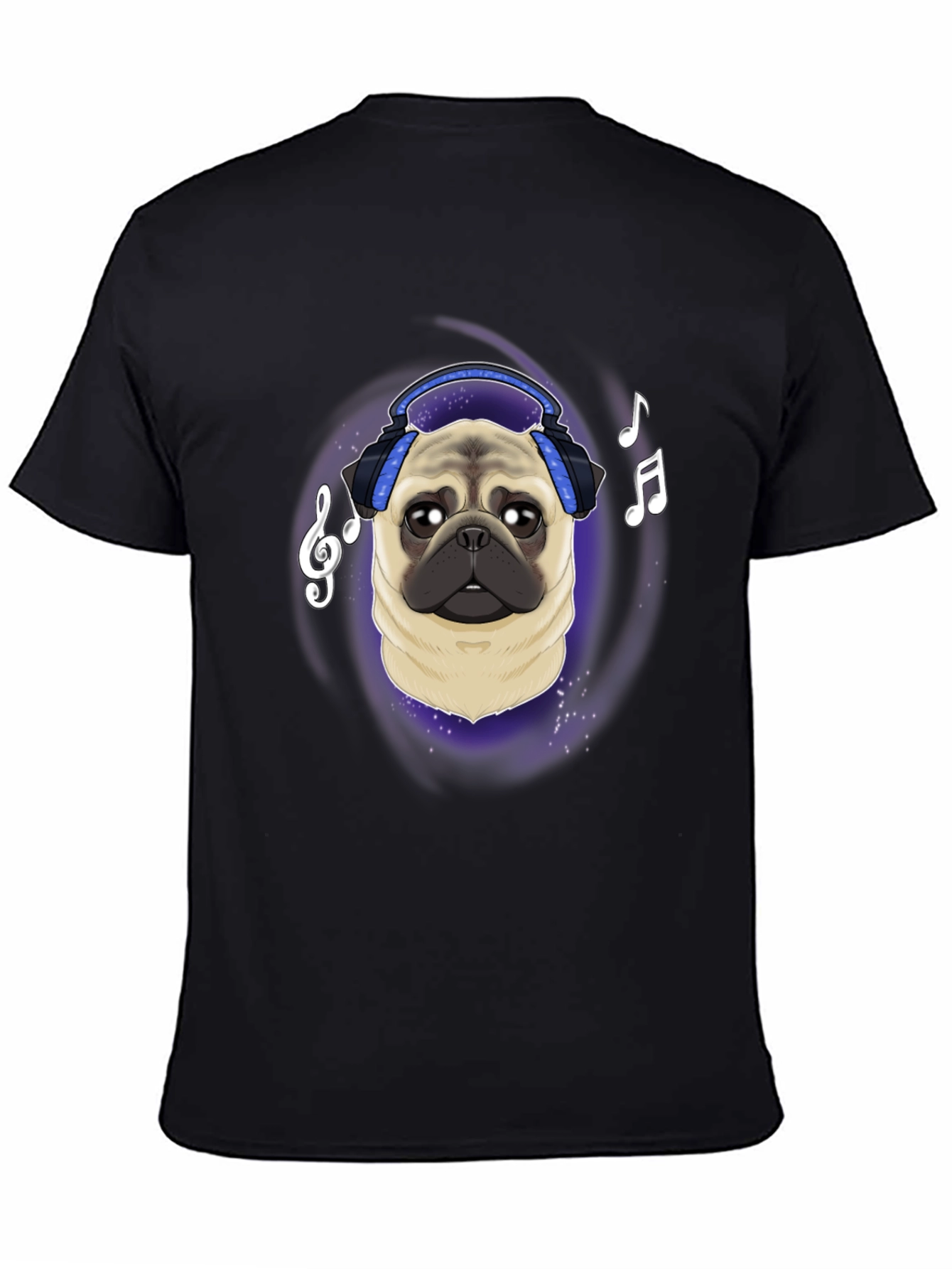Pug DJ Black T-Shirt Music Lover Tee