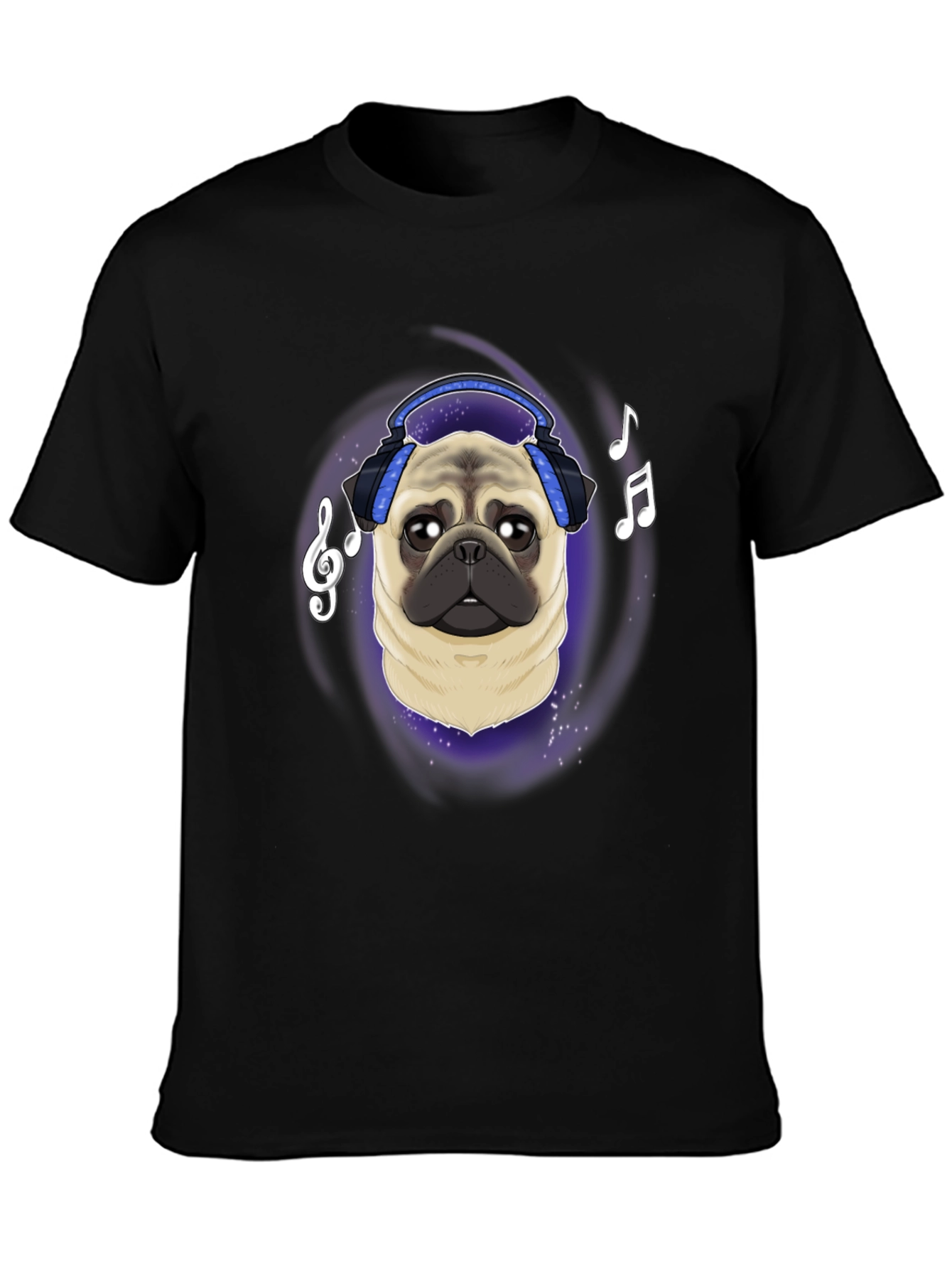 Pug DJ Black T-Shirt Music Lover Tee