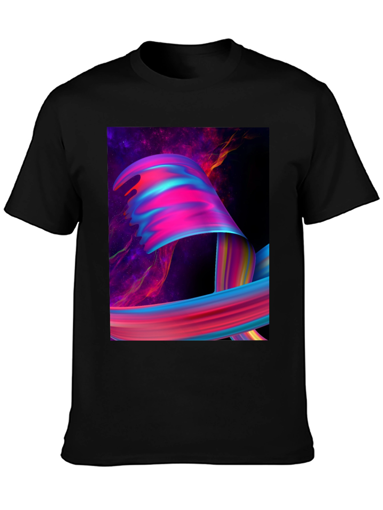 Abstract Galaxy Swirl Graphic Tee - Black