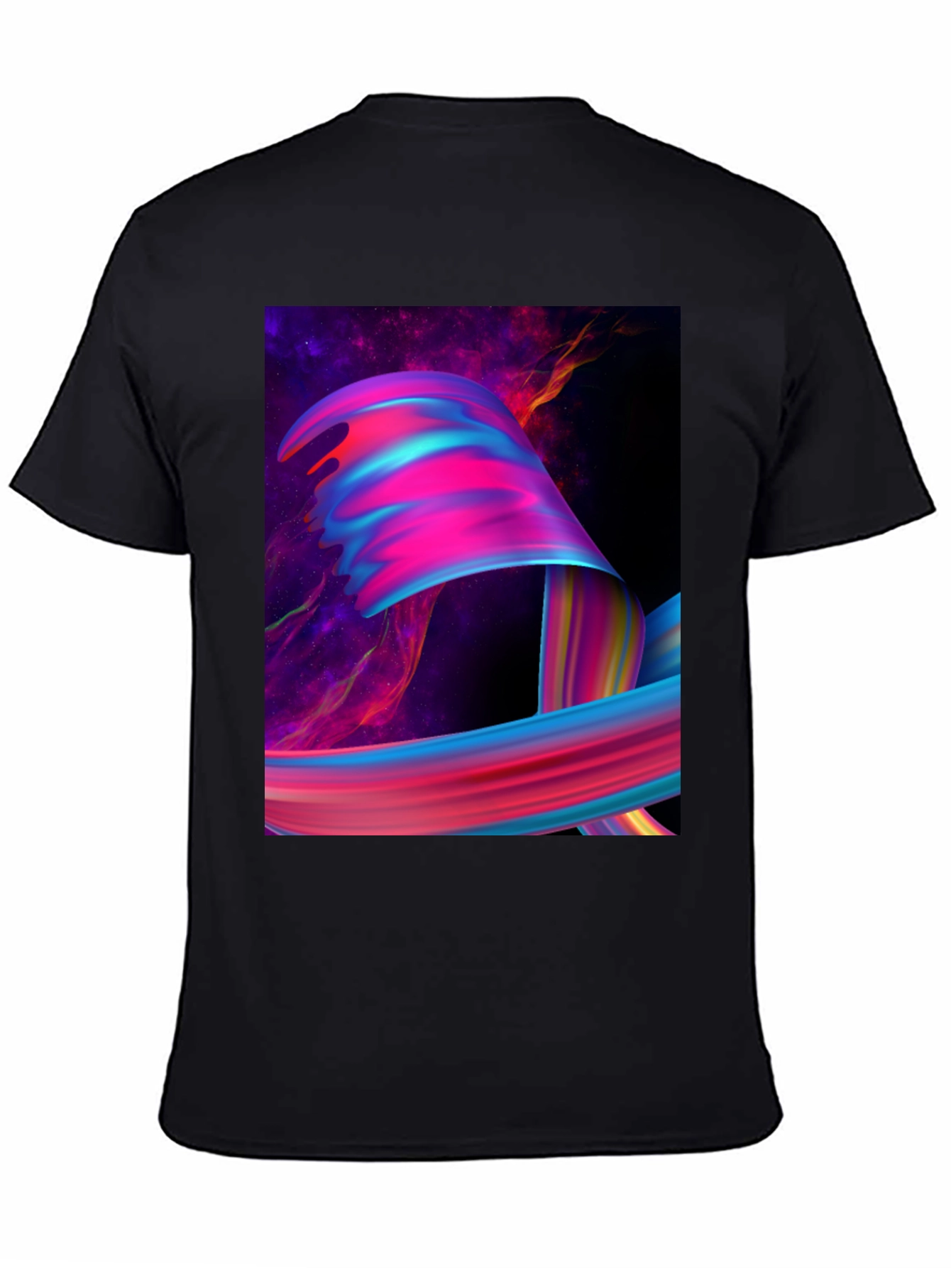 Abstract Galaxy Swirl Graphic Tee - Black