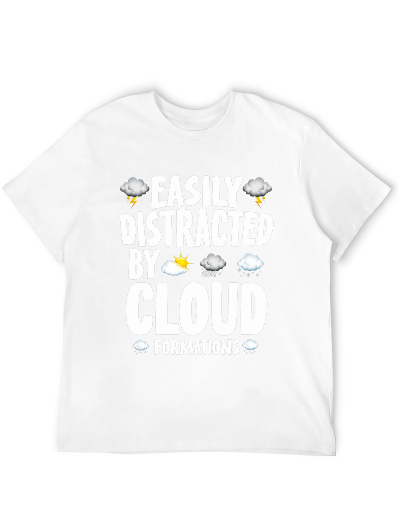 Easily Distracted By Clouds Black Graphic T-Shirt
