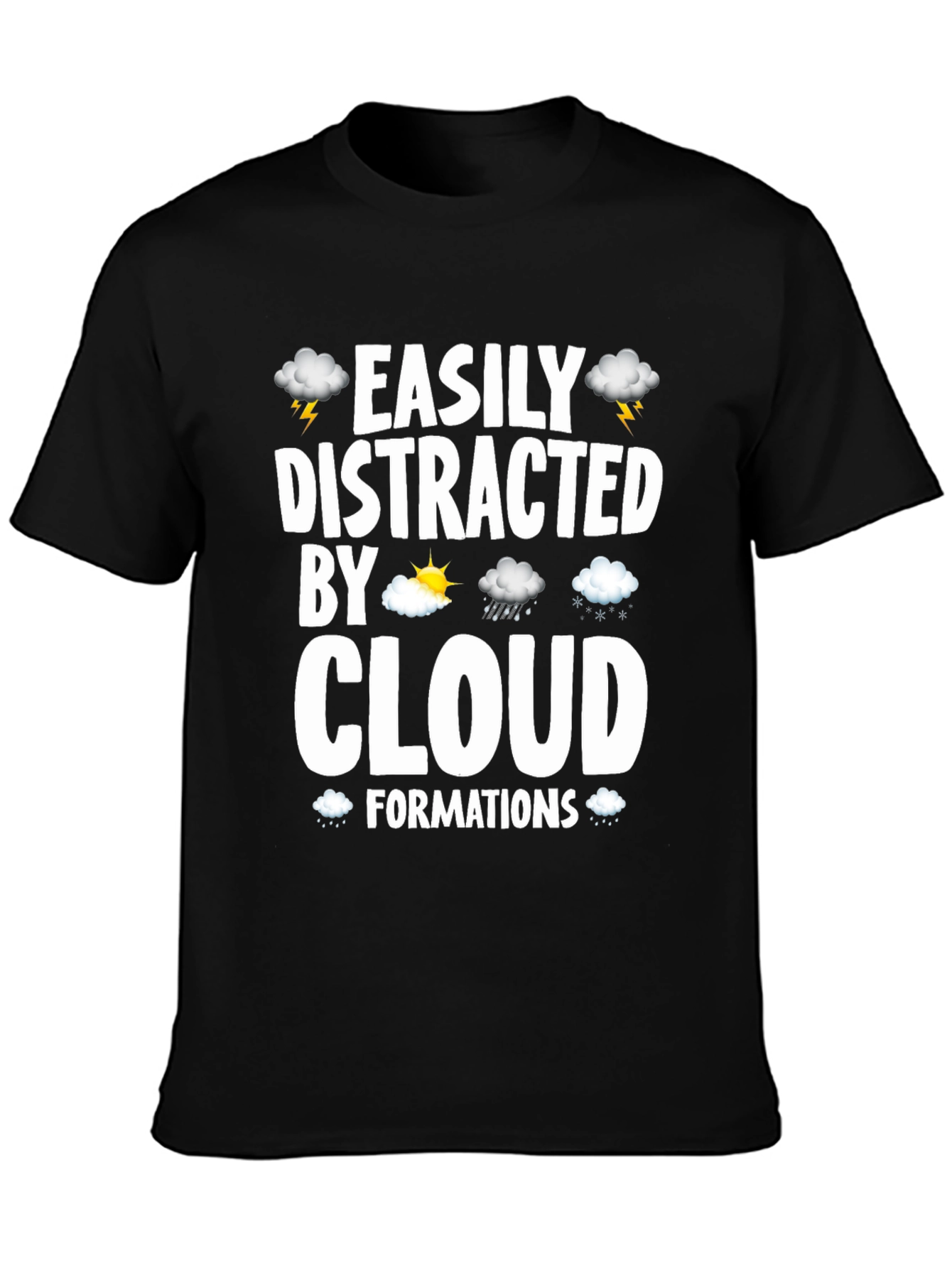 Easily Distracted By Clouds Black Graphic T-Shirt