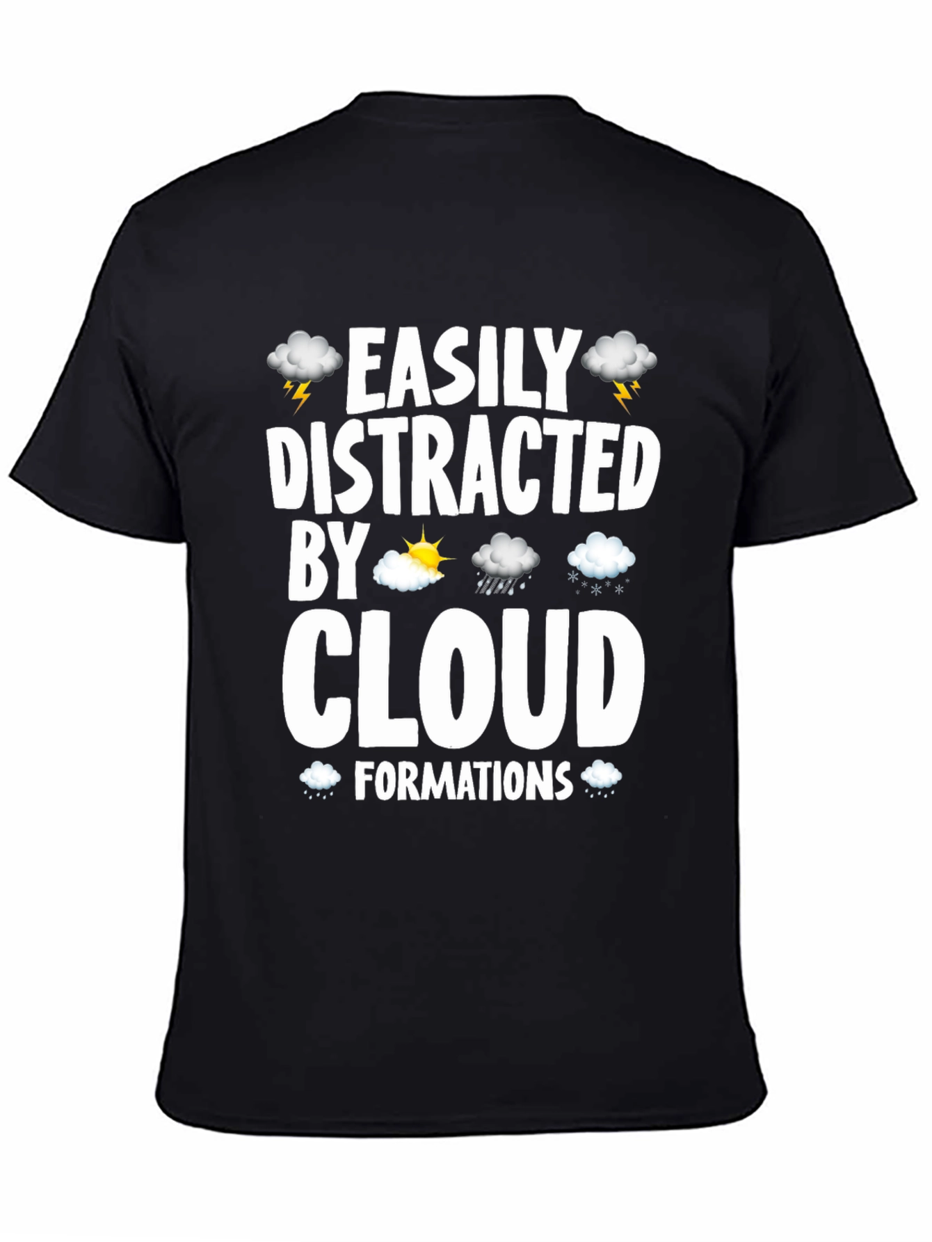 Easily Distracted By Clouds Black Graphic T-Shirt
