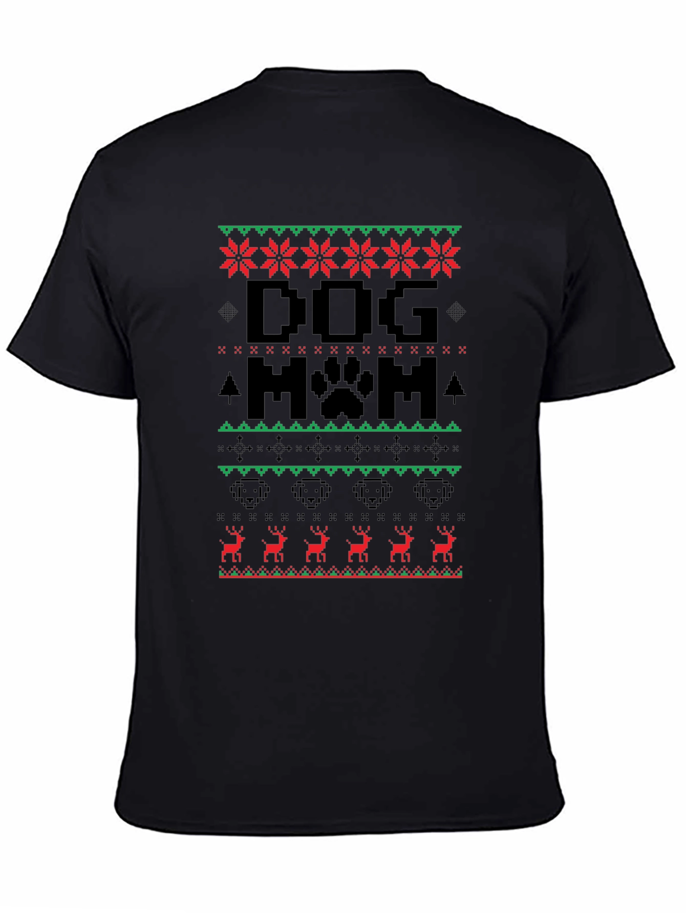 Dog Mom Ugly Christmas Sweater Style T-Shirt