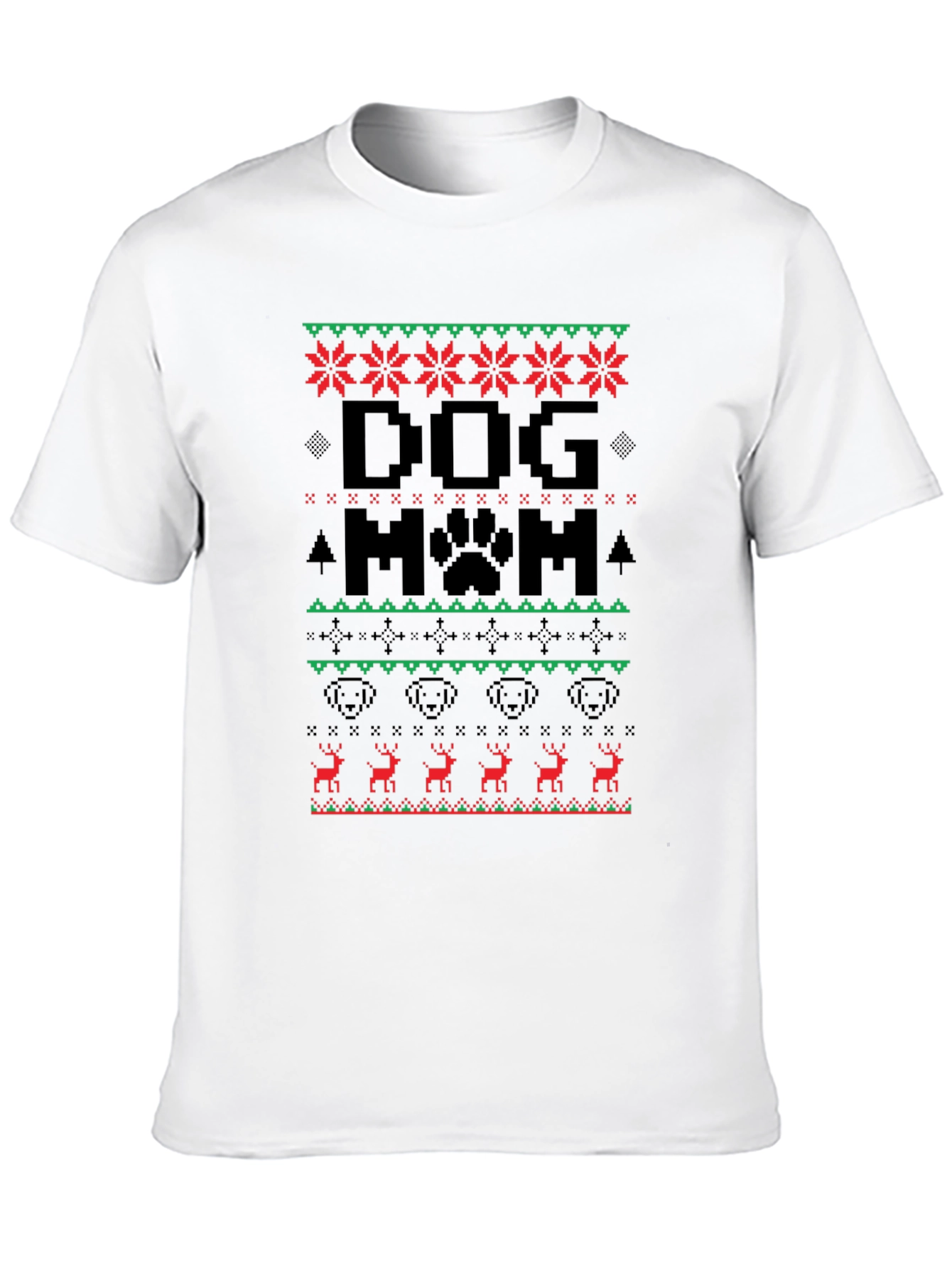 Dog Mom Ugly Christmas Sweater Style T-Shirt