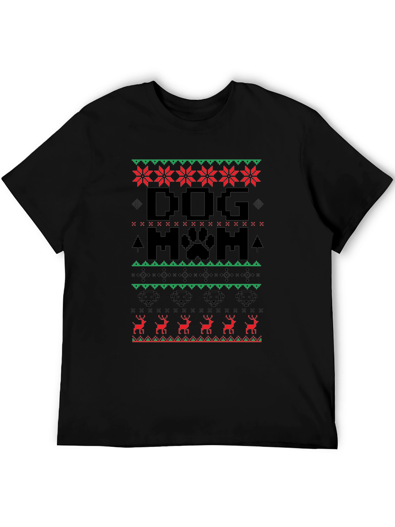Dog Mom Ugly Christmas Sweater Style T-Shirt