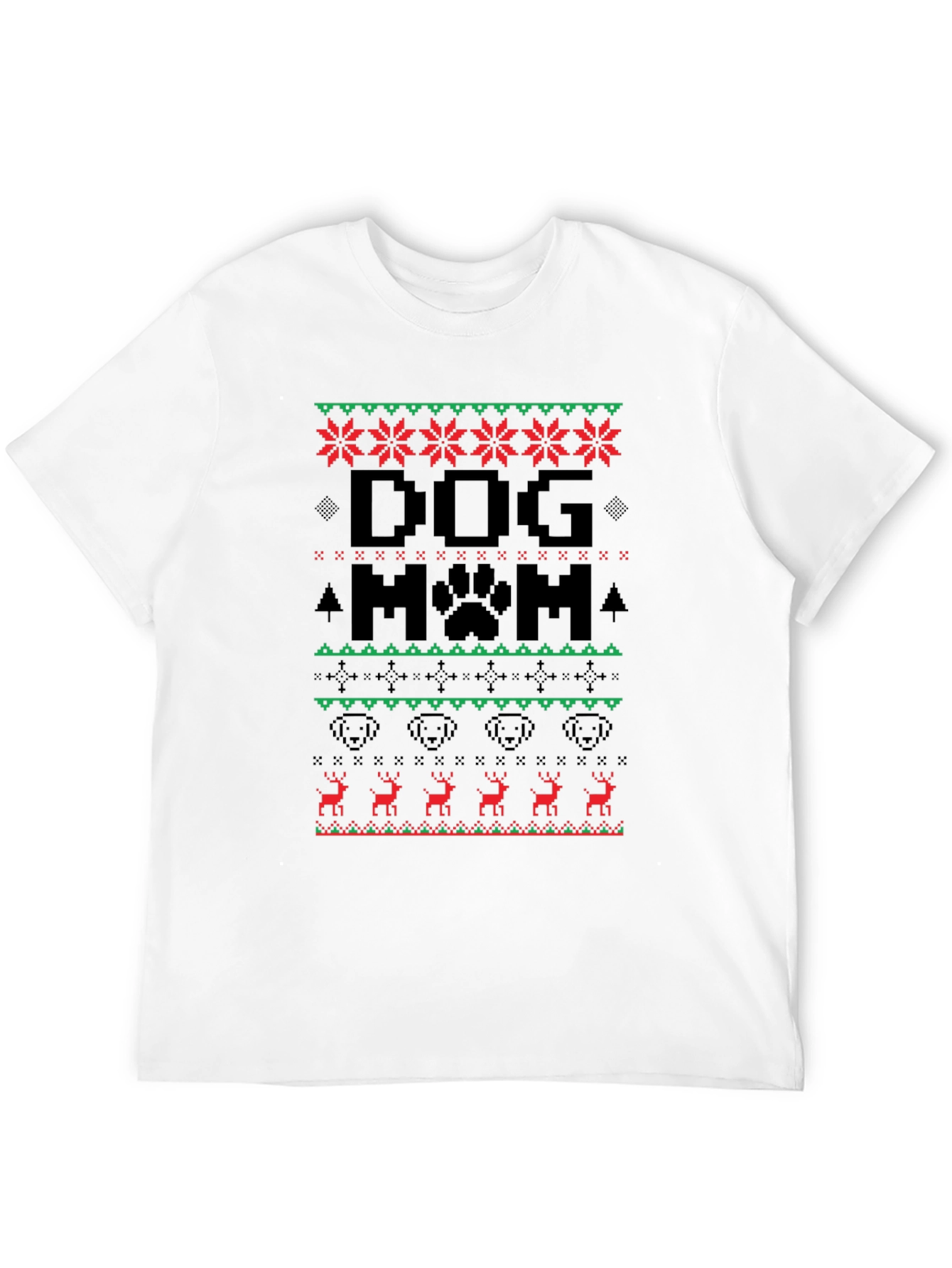 Dog Mom Ugly Christmas Sweater Style T-Shirt