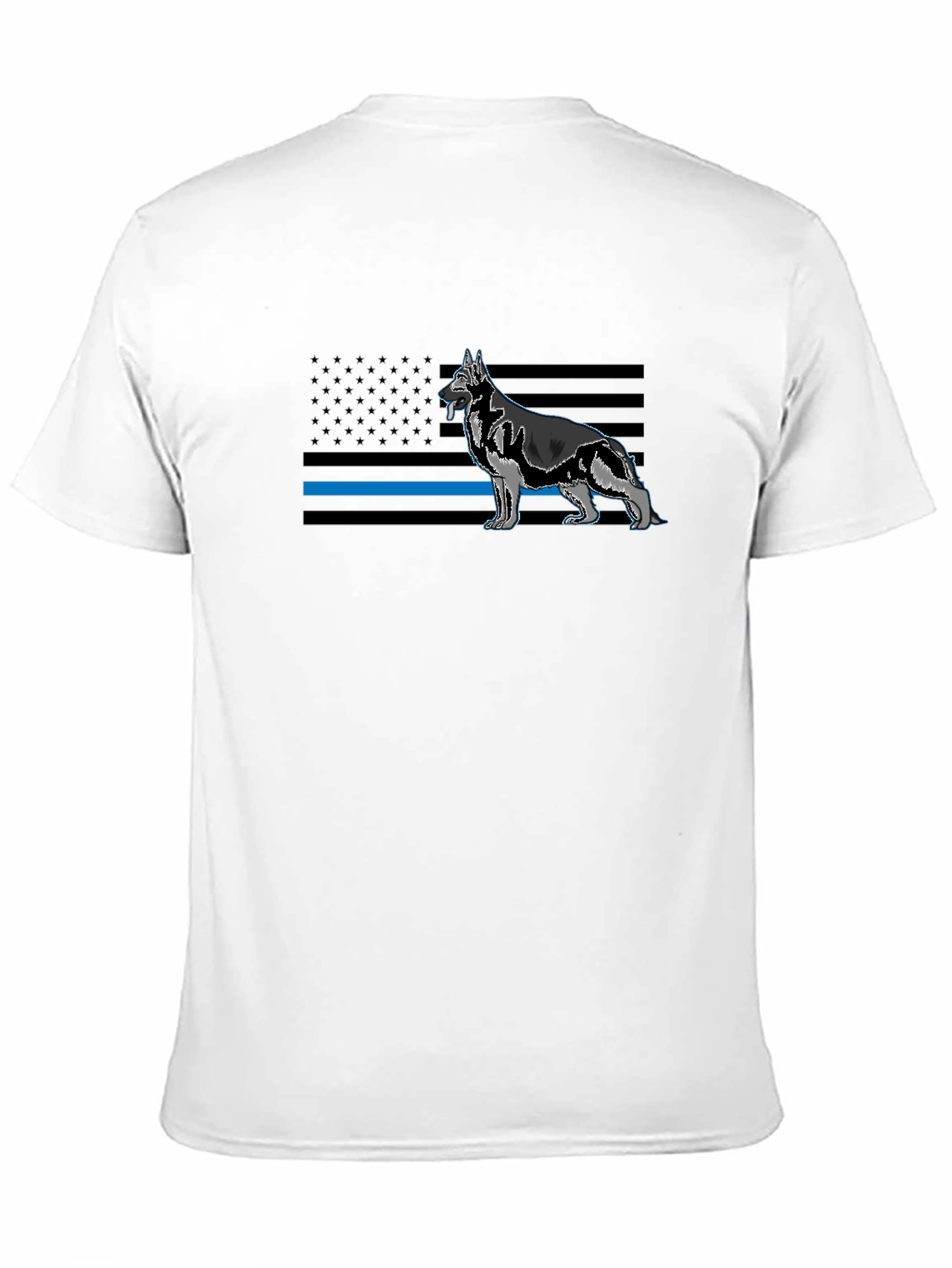 German Shepherd Blue Line Flag Graphic T-Shirt