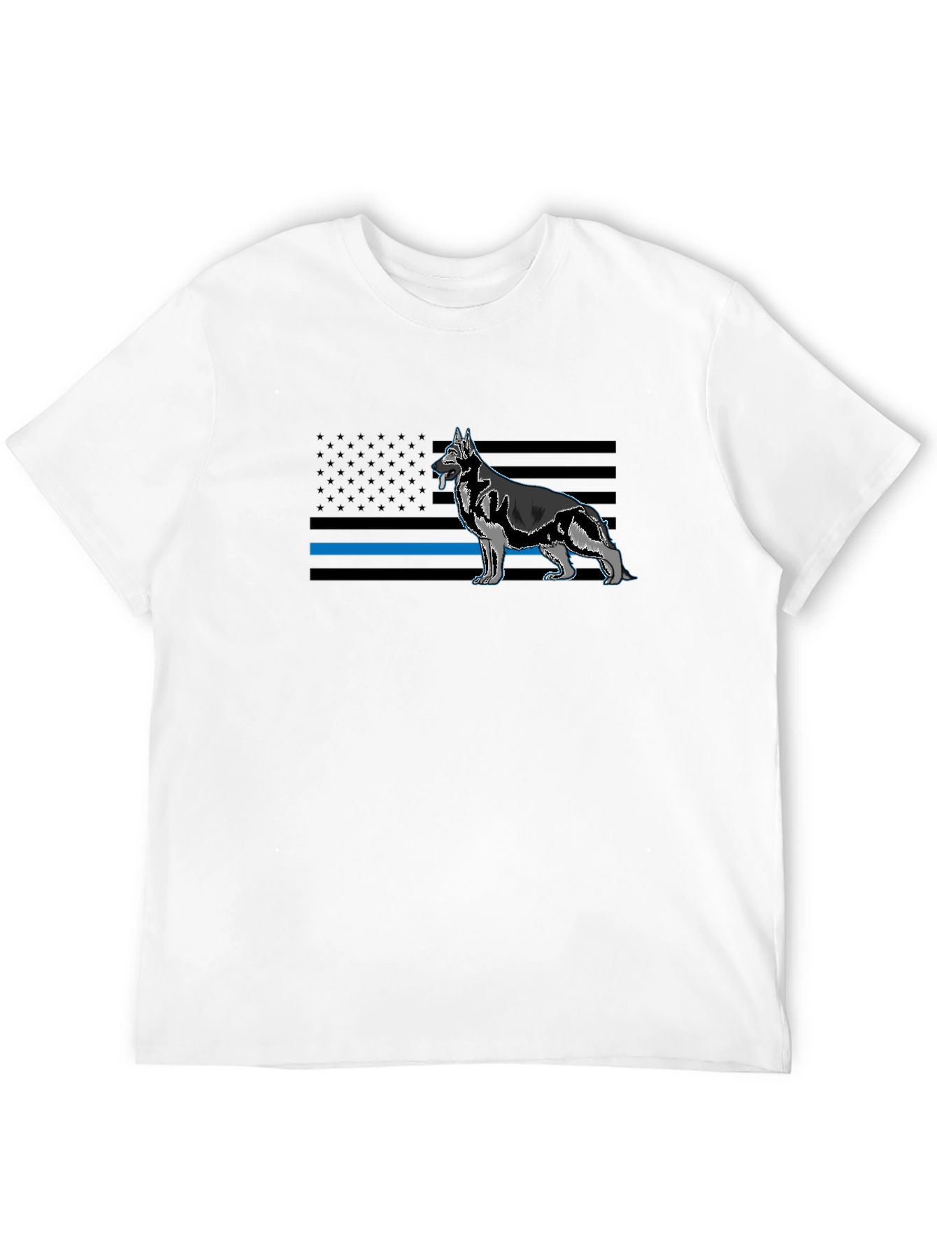 German Shepherd Blue Line Flag Graphic T-Shirt