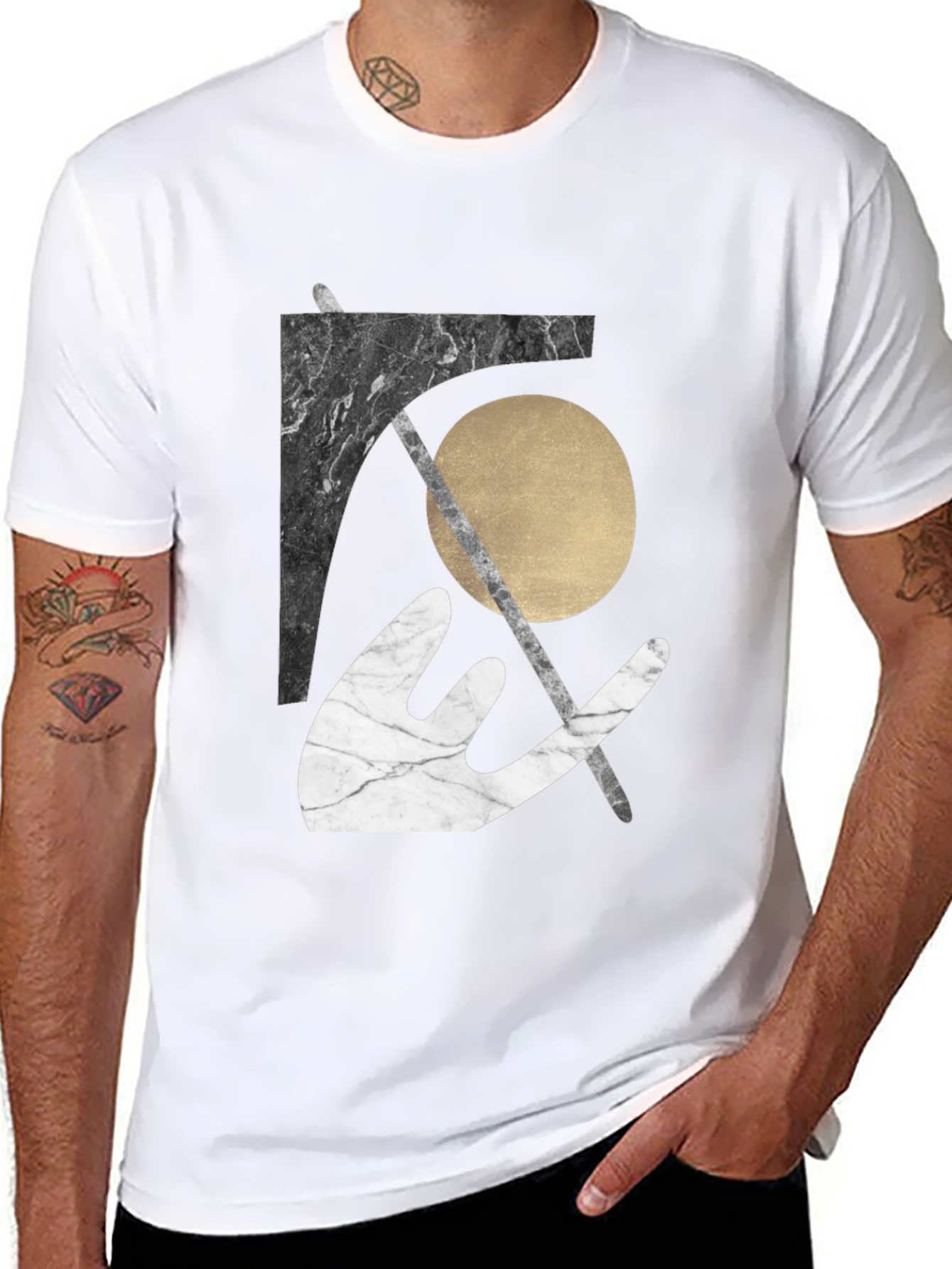 Abstract Graphic Tee - Modern Marble Design