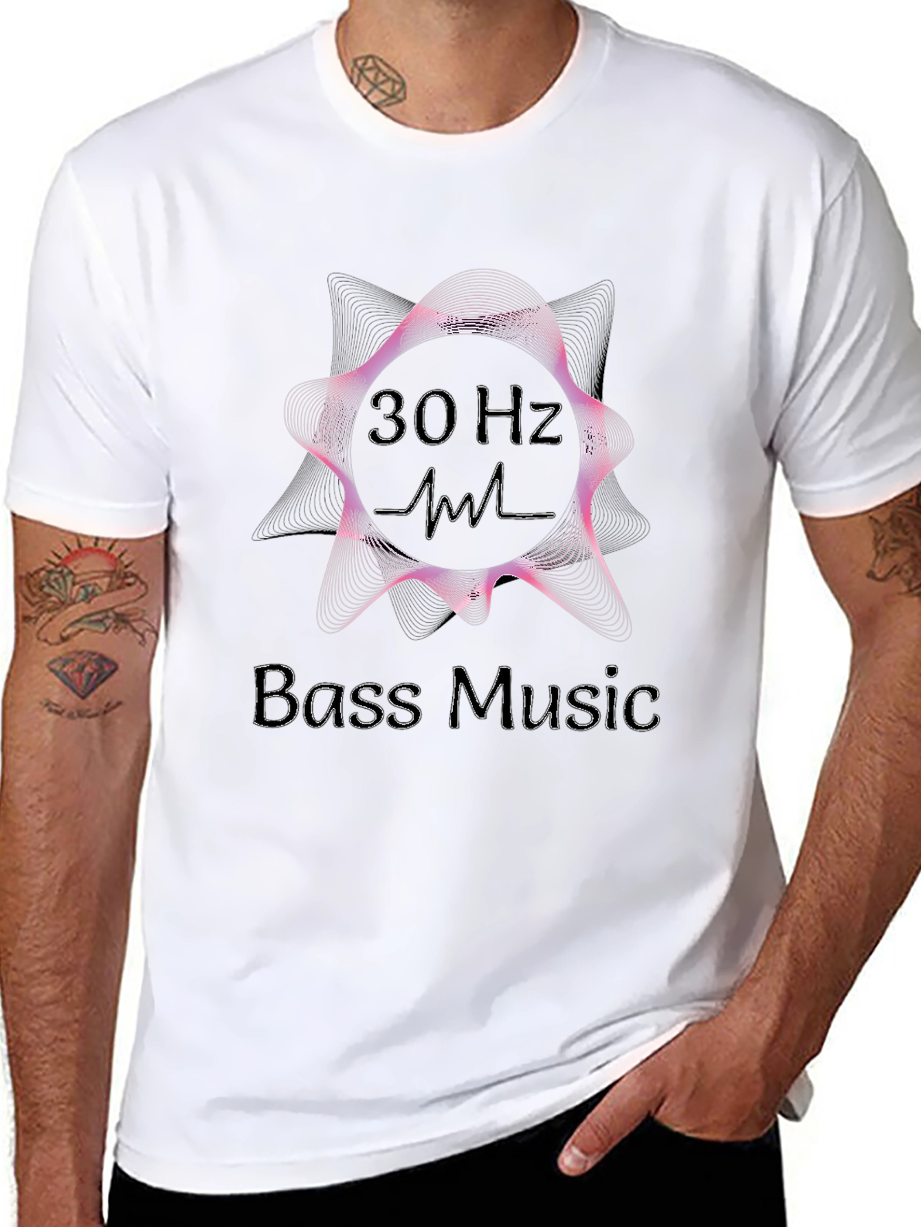 30 Hz Bass Music Graphic T-Shirt - Black