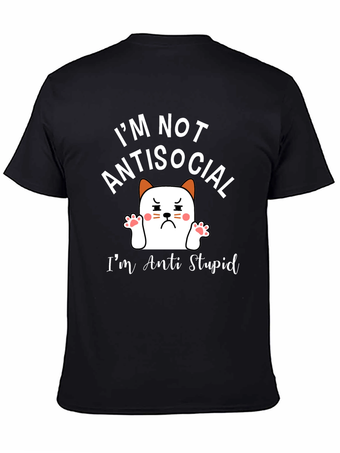 Anti Stupid T-Shirt - Funny Cat Graphic Tee