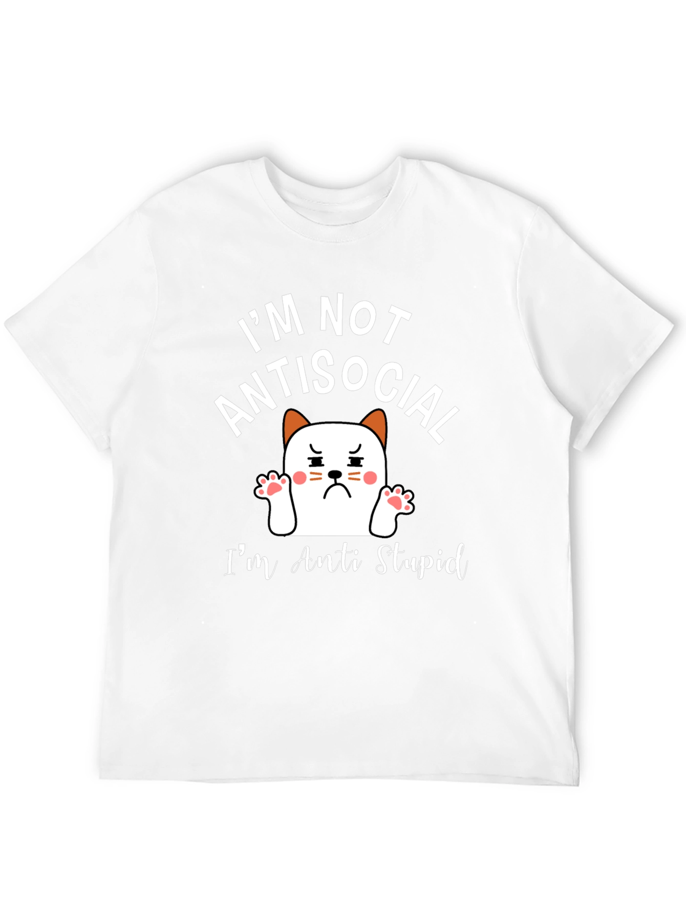 Anti Stupid T-Shirt - Funny Cat Graphic Tee
