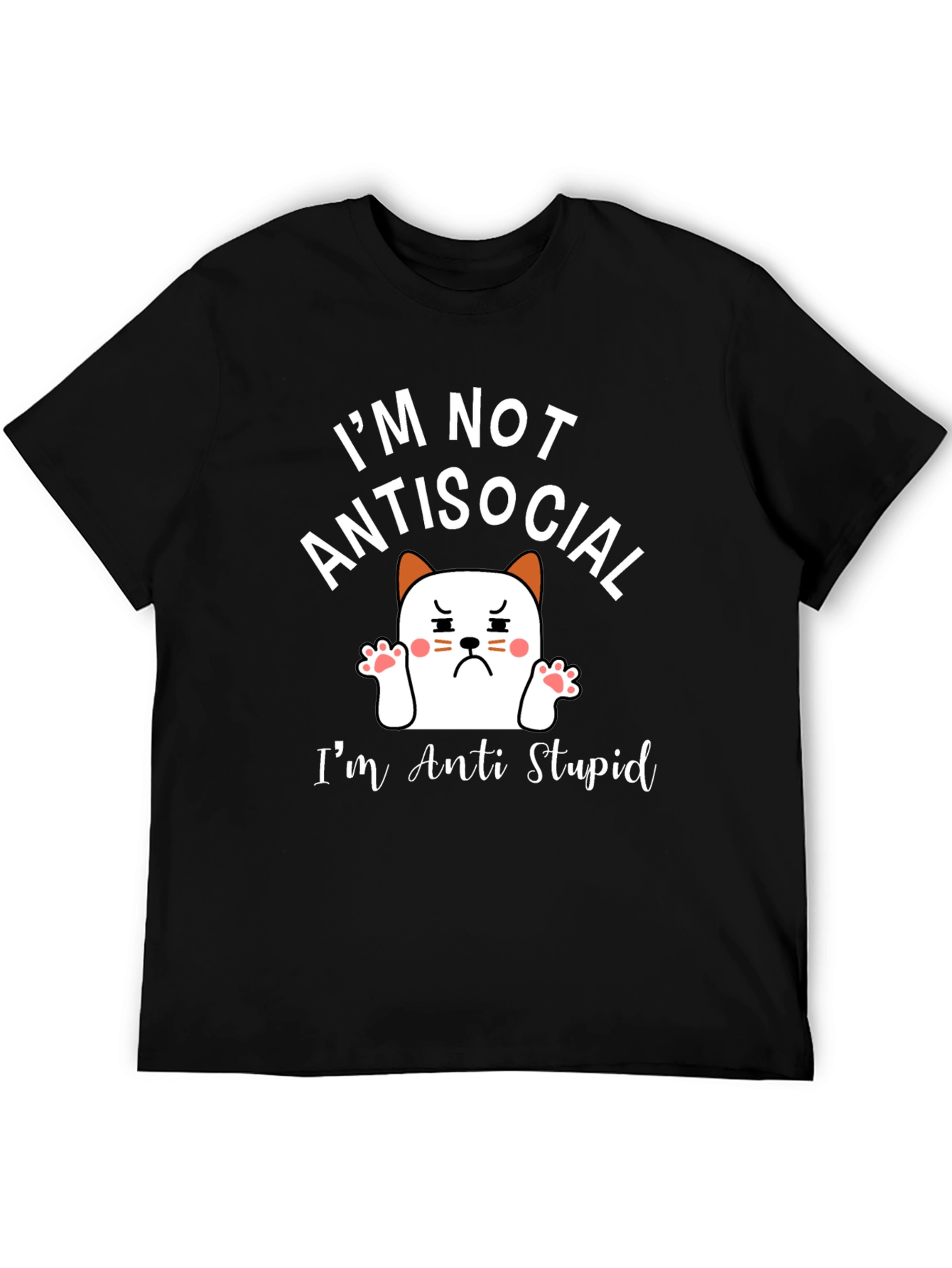 Anti Stupid T-Shirt - Funny Cat Graphic Tee