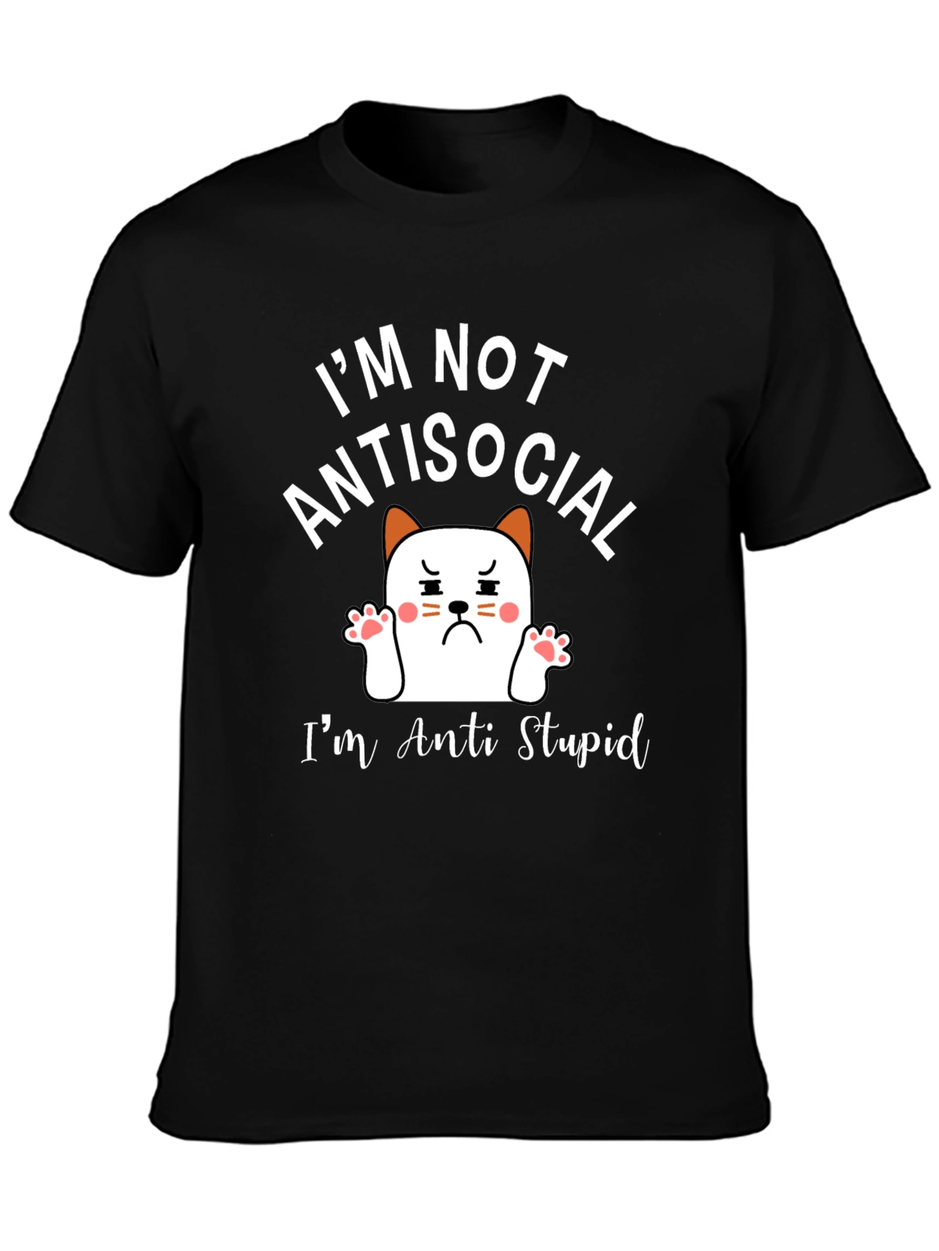 Anti Stupid T-Shirt - Funny Cat Graphic Tee