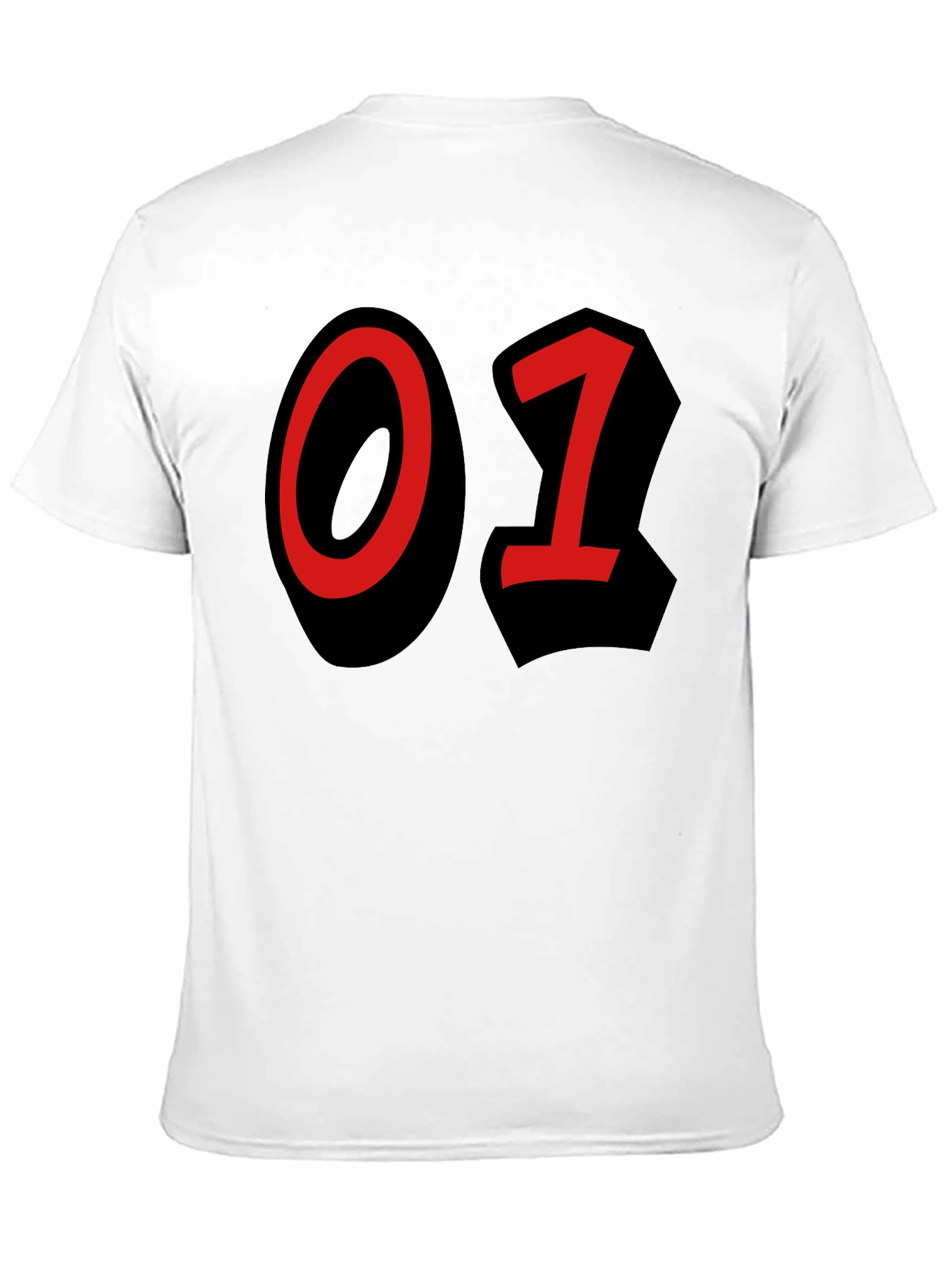 Bold Number T-Shirt - Black with Red 01 Design
