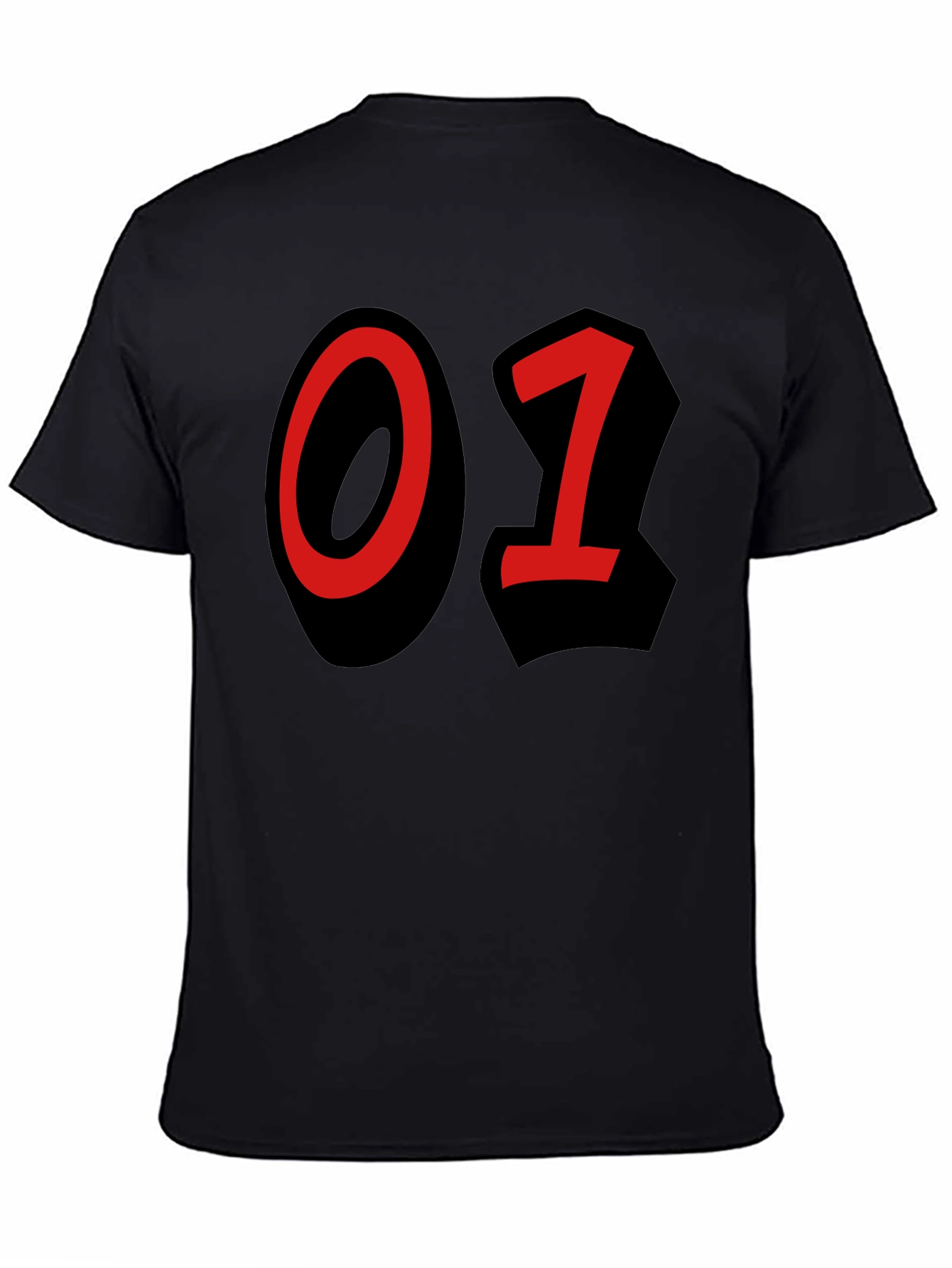 Bold Number T-Shirt - Black with Red 01 Design
