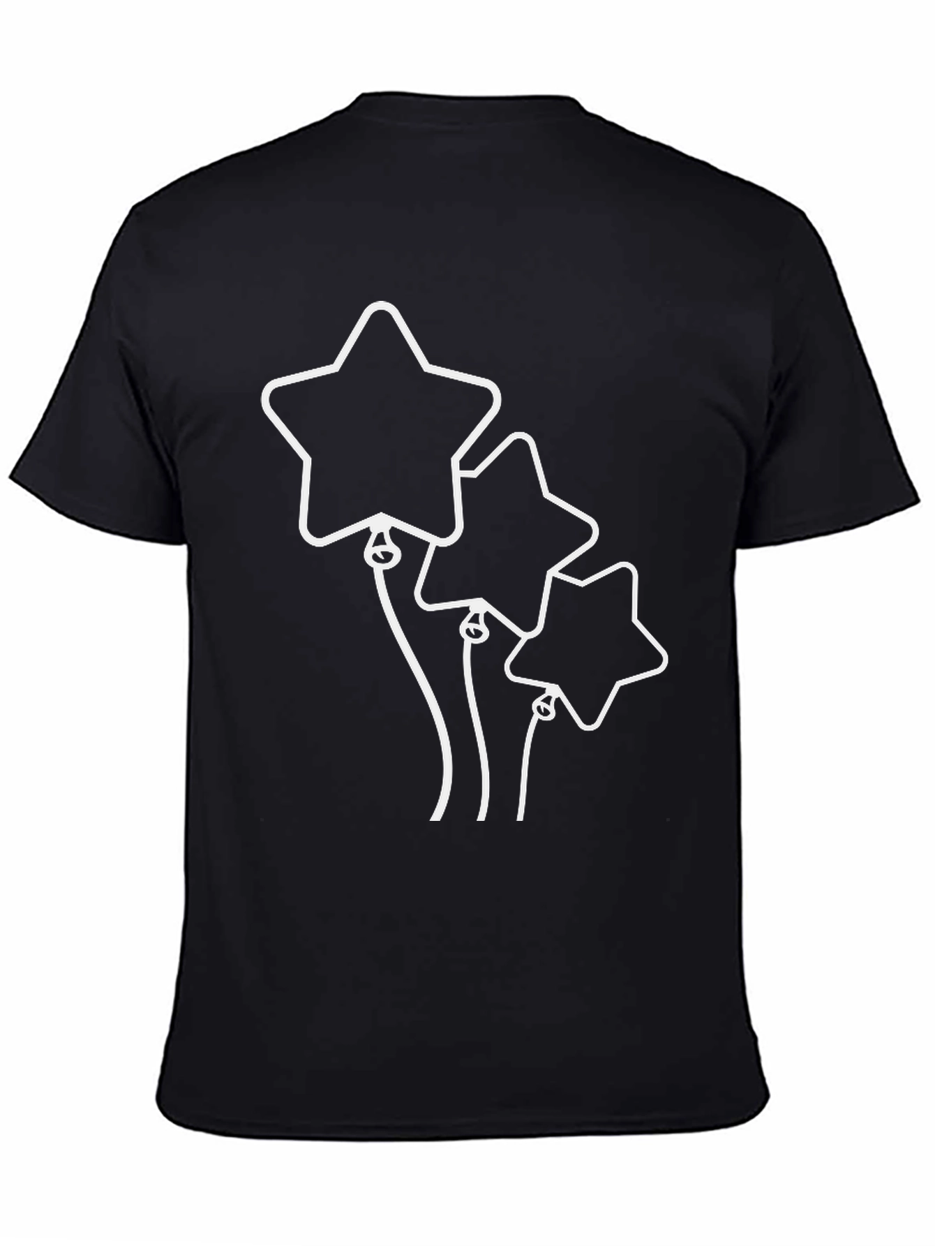 Star Balloons Graphic Tee - Black Cotton Shirt