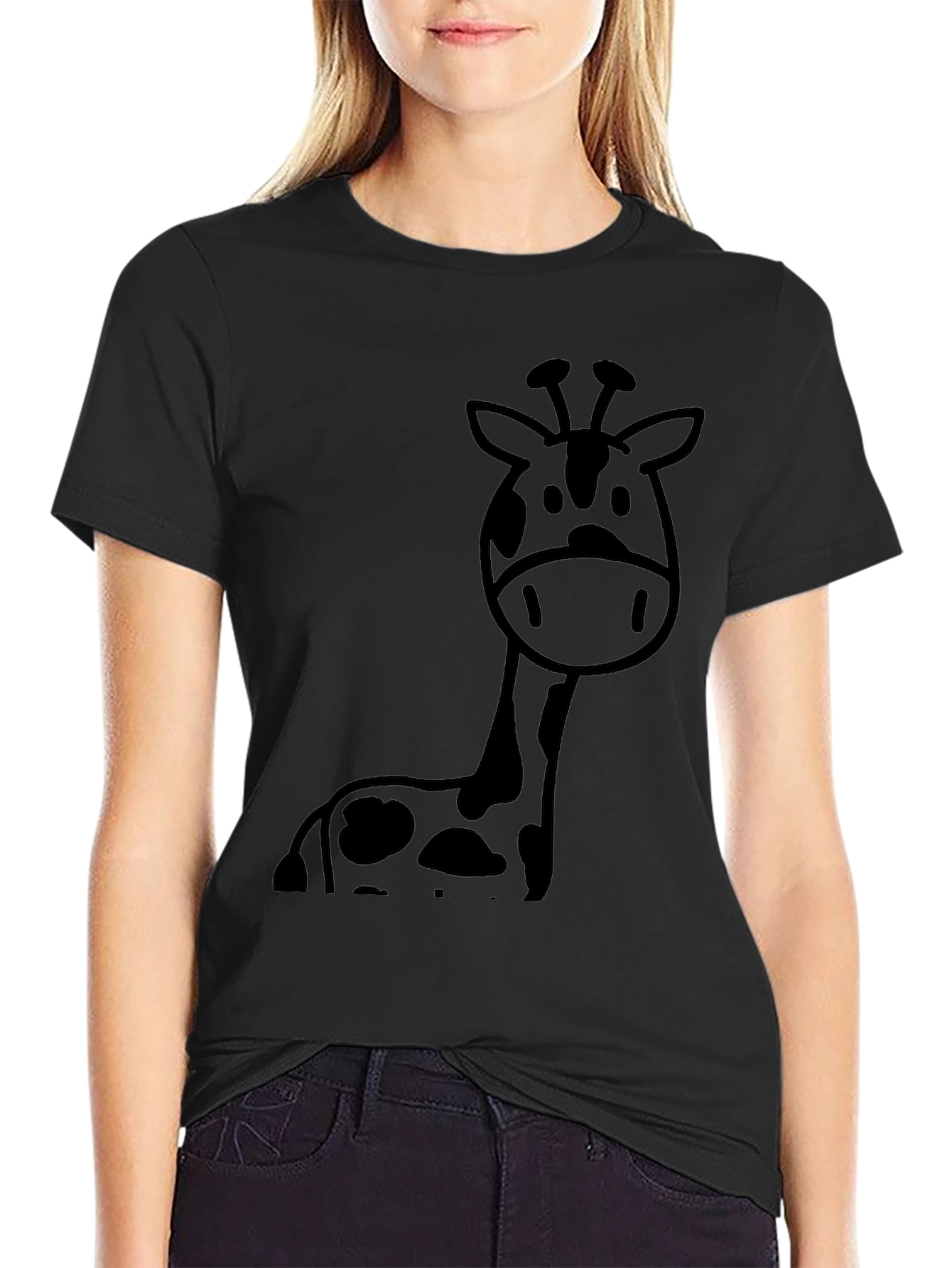 Giraffe Graphic Tee - Casual Black T-Shirt
