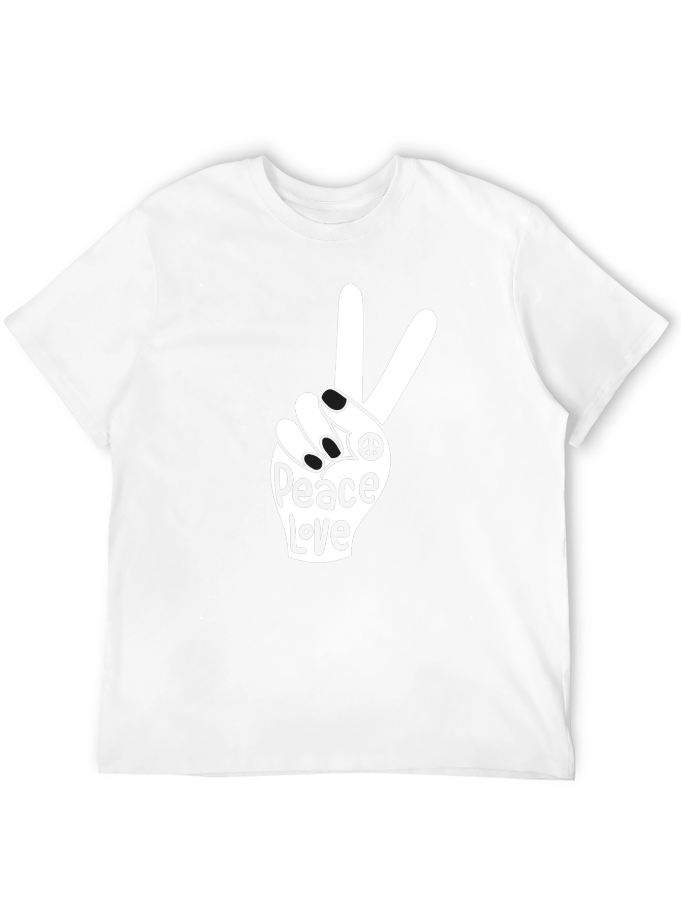 Peace Love T-Shirt - Black Crew Neck Tee