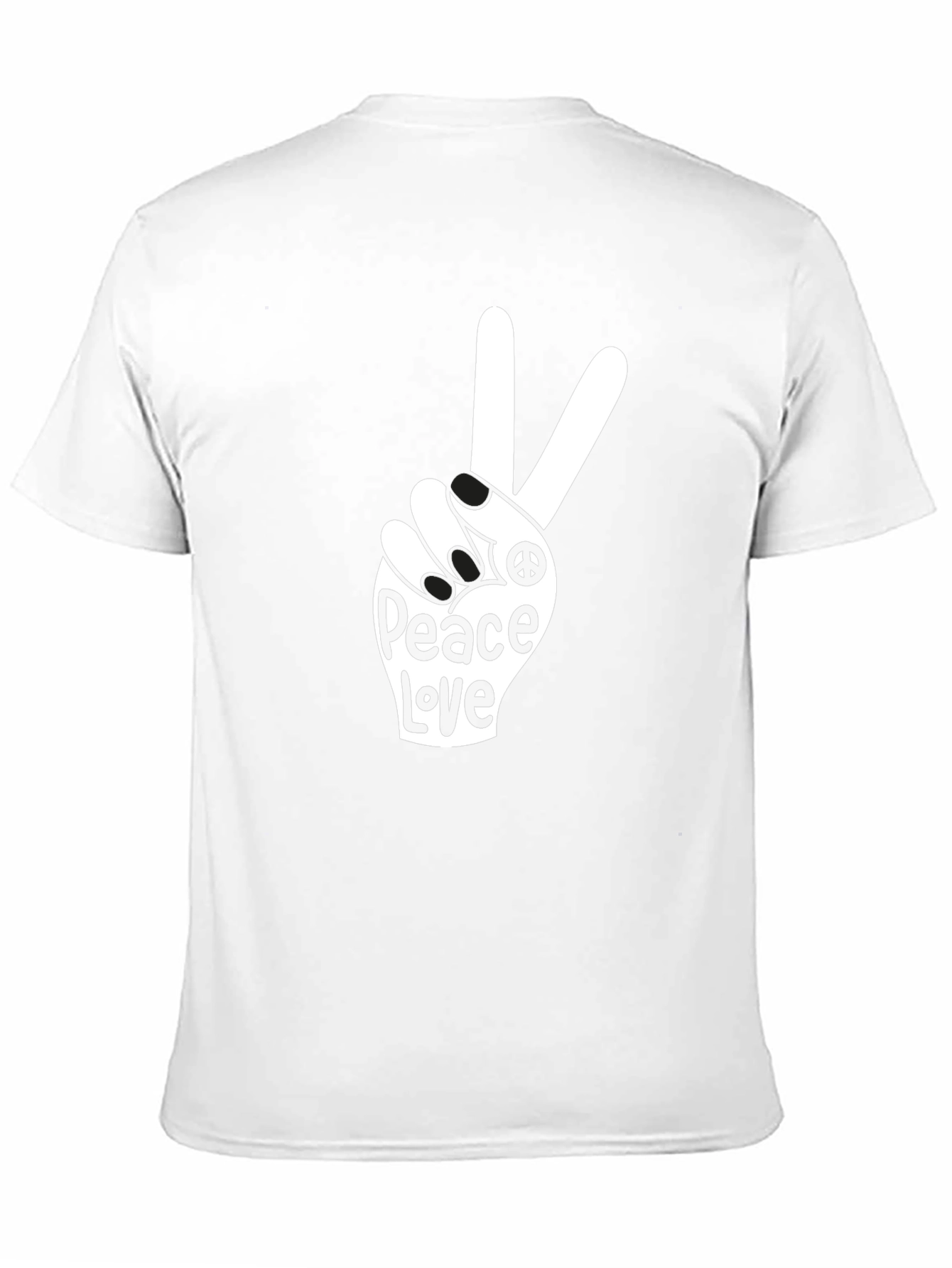 Peace Love T-Shirt - Black Crew Neck Tee