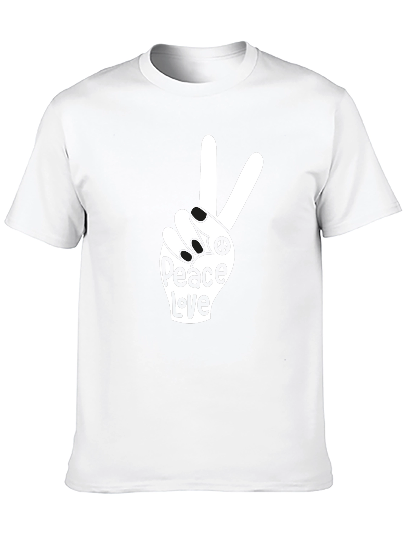 Peace Love T-Shirt - Black Crew Neck Tee