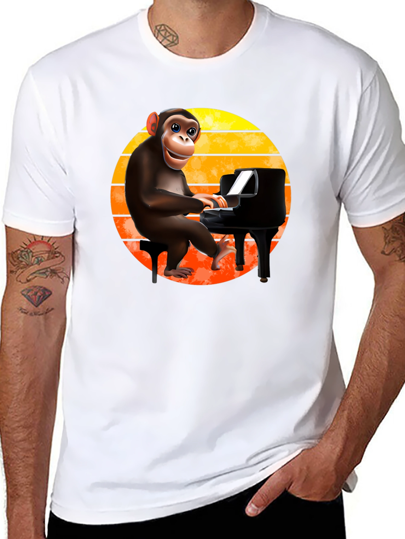 Monkey Playing Piano T-Shirt