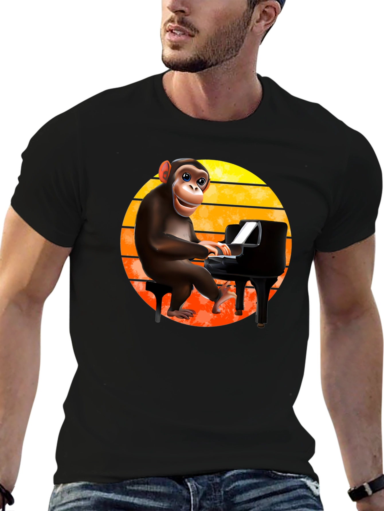 Monkey Playing Piano T-Shirt