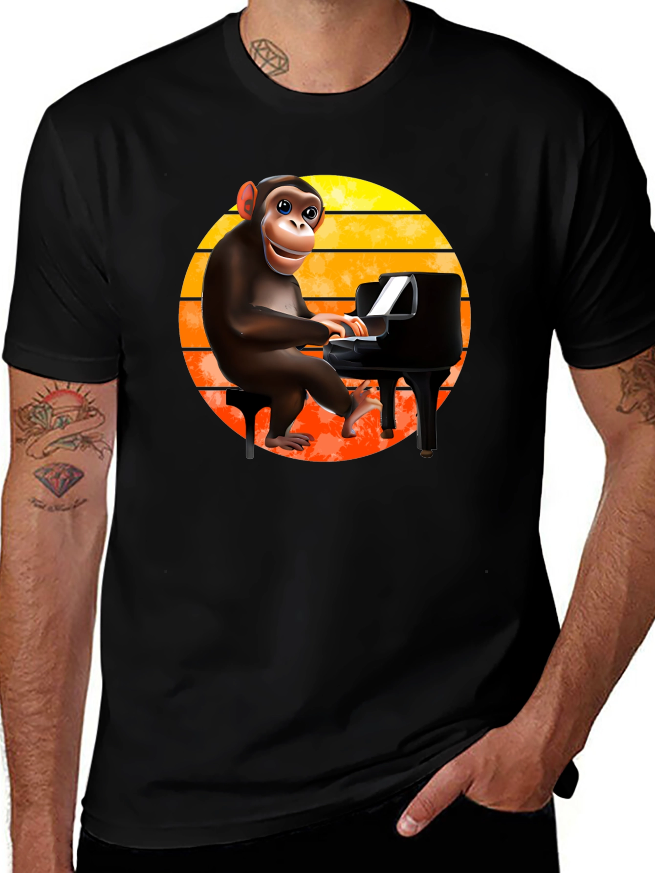 Monkey Playing Piano T-Shirt