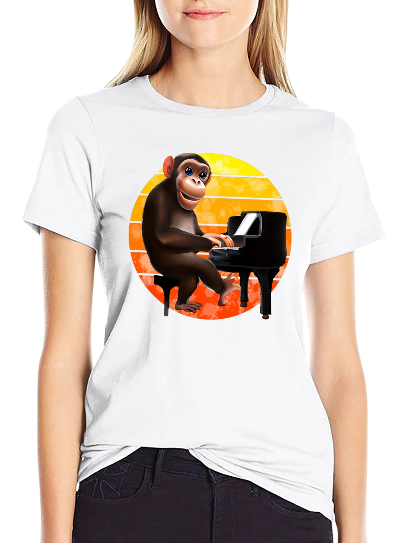 Monkey Playing Piano T-Shirt