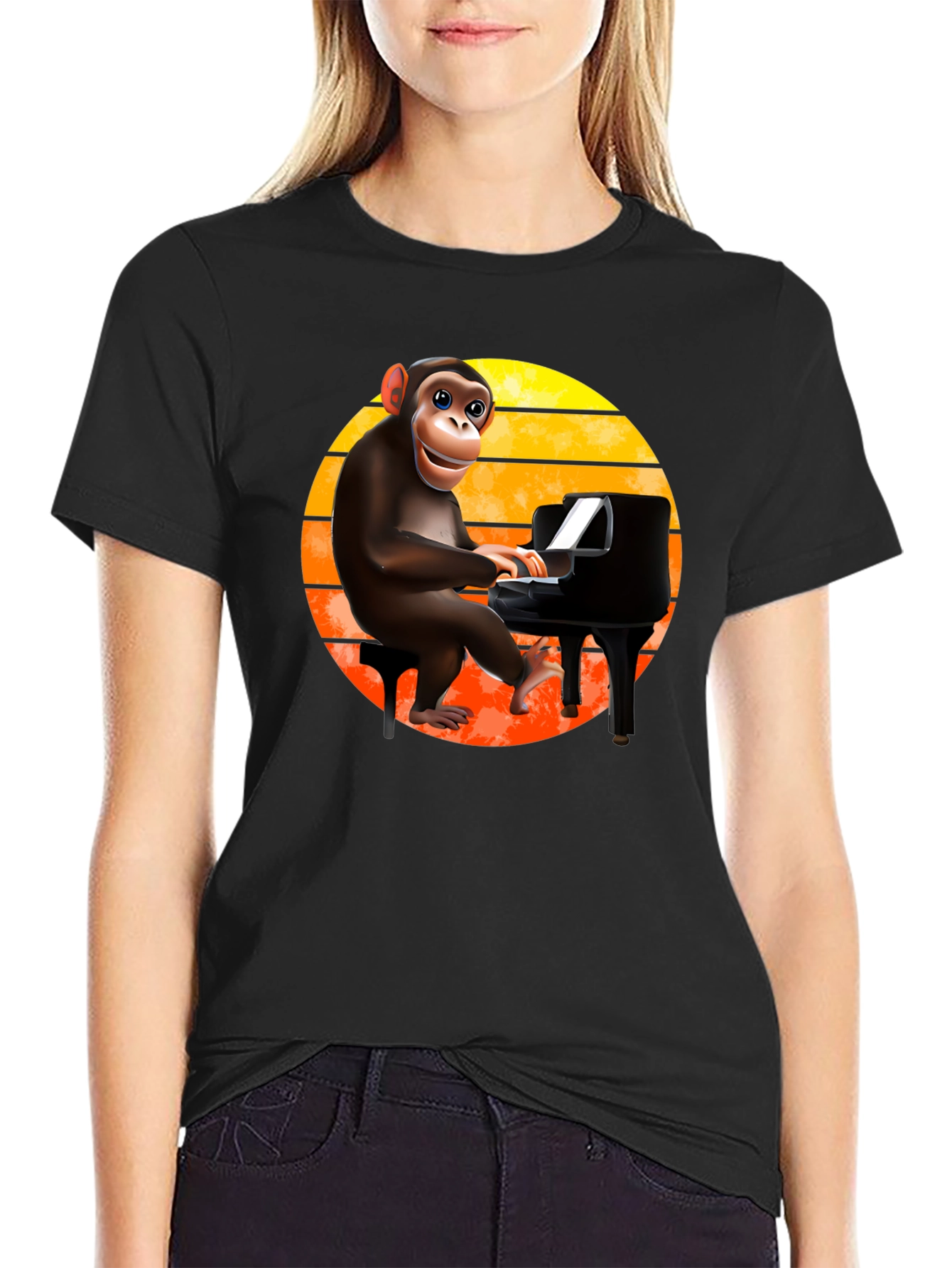 Monkey Playing Piano T-Shirt