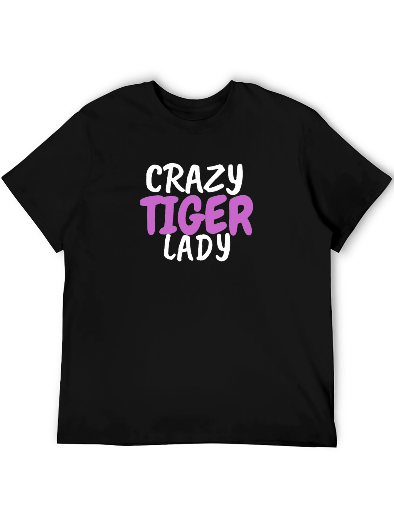 Crazy Tiger Lady Graphic Tee - Black Cotton Blend