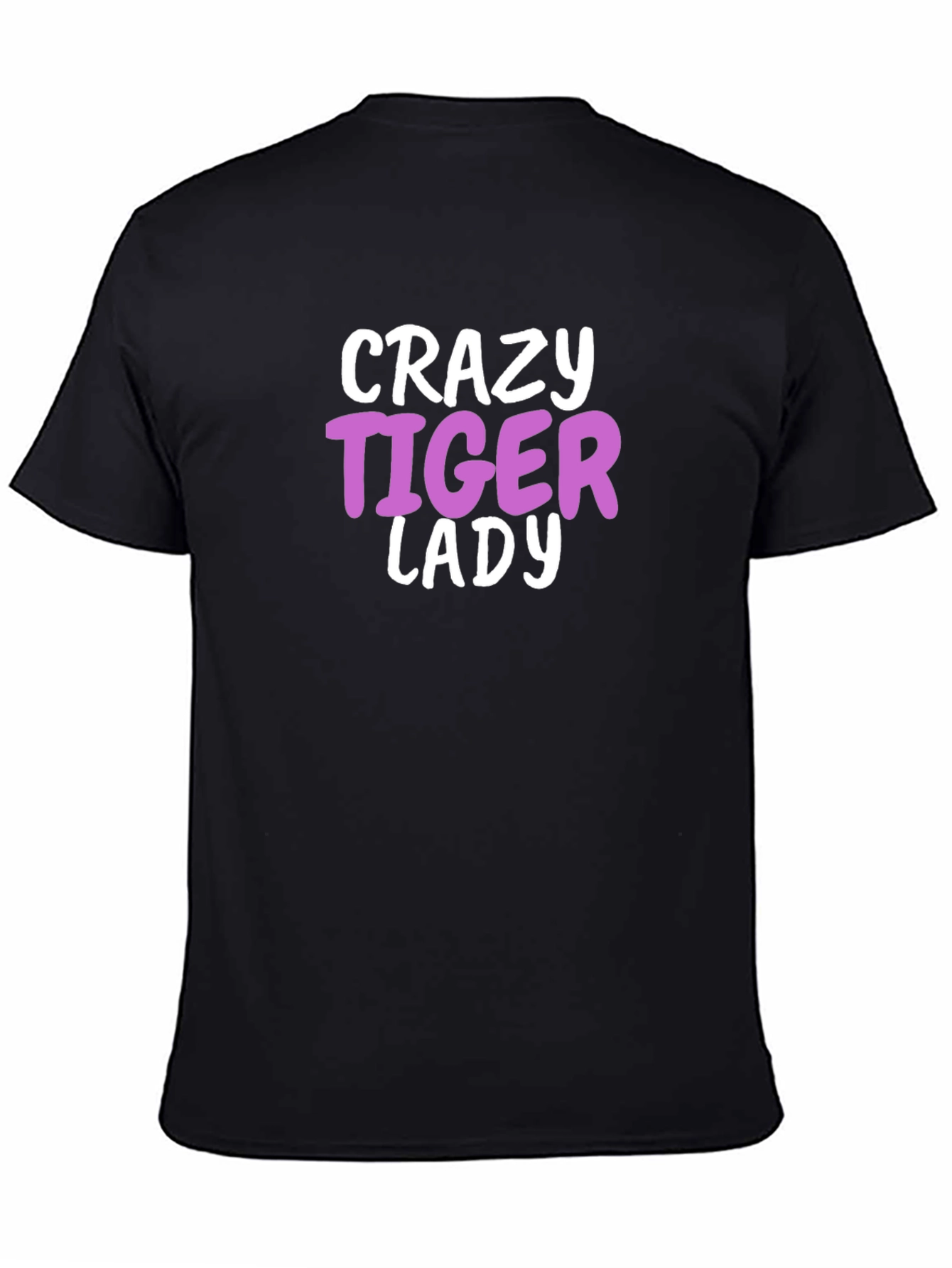 Crazy Tiger Lady Graphic Tee - Black Cotton Blend
