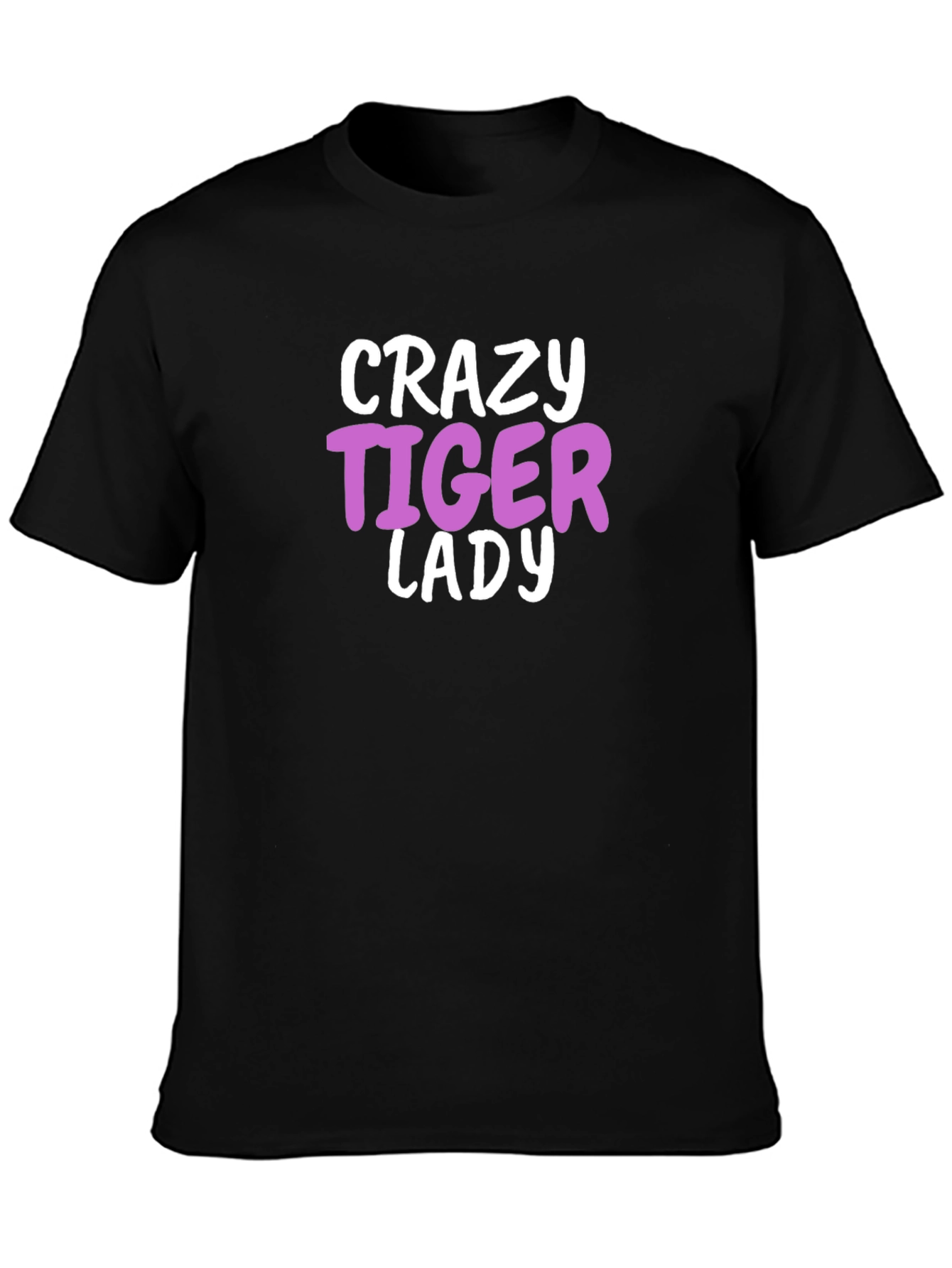 Crazy Tiger Lady Graphic Tee - Black Cotton Blend