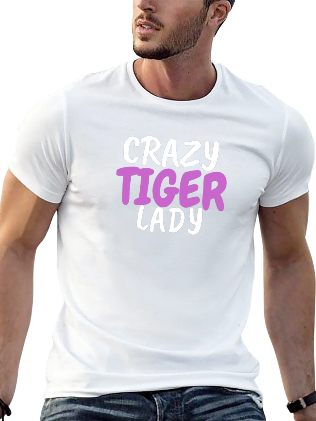 Crazy Tiger Lady Graphic Tee - Black Cotton Blend