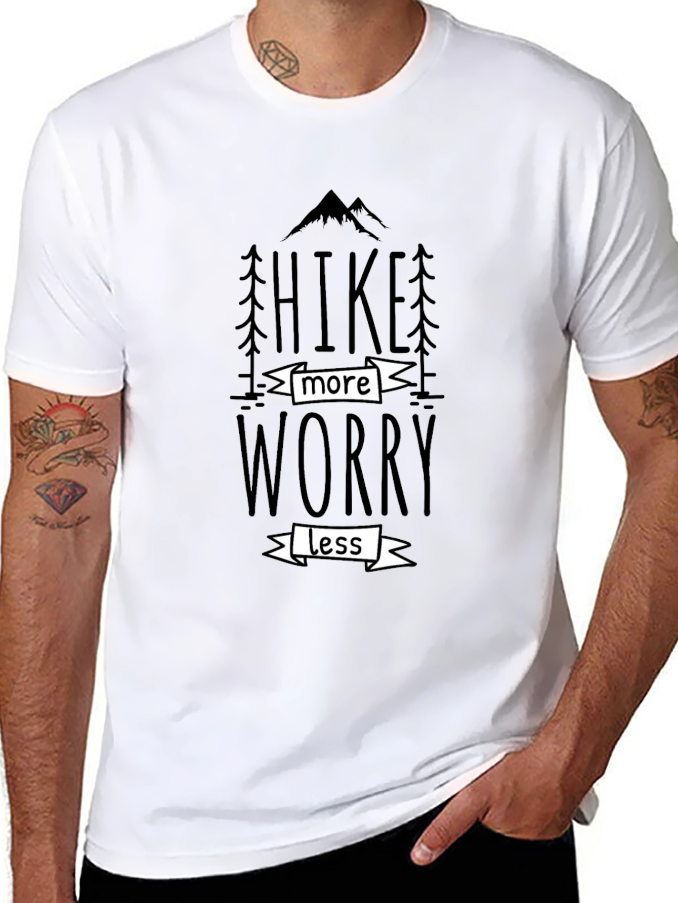 Hike More Worry Less Black Graphic Tee