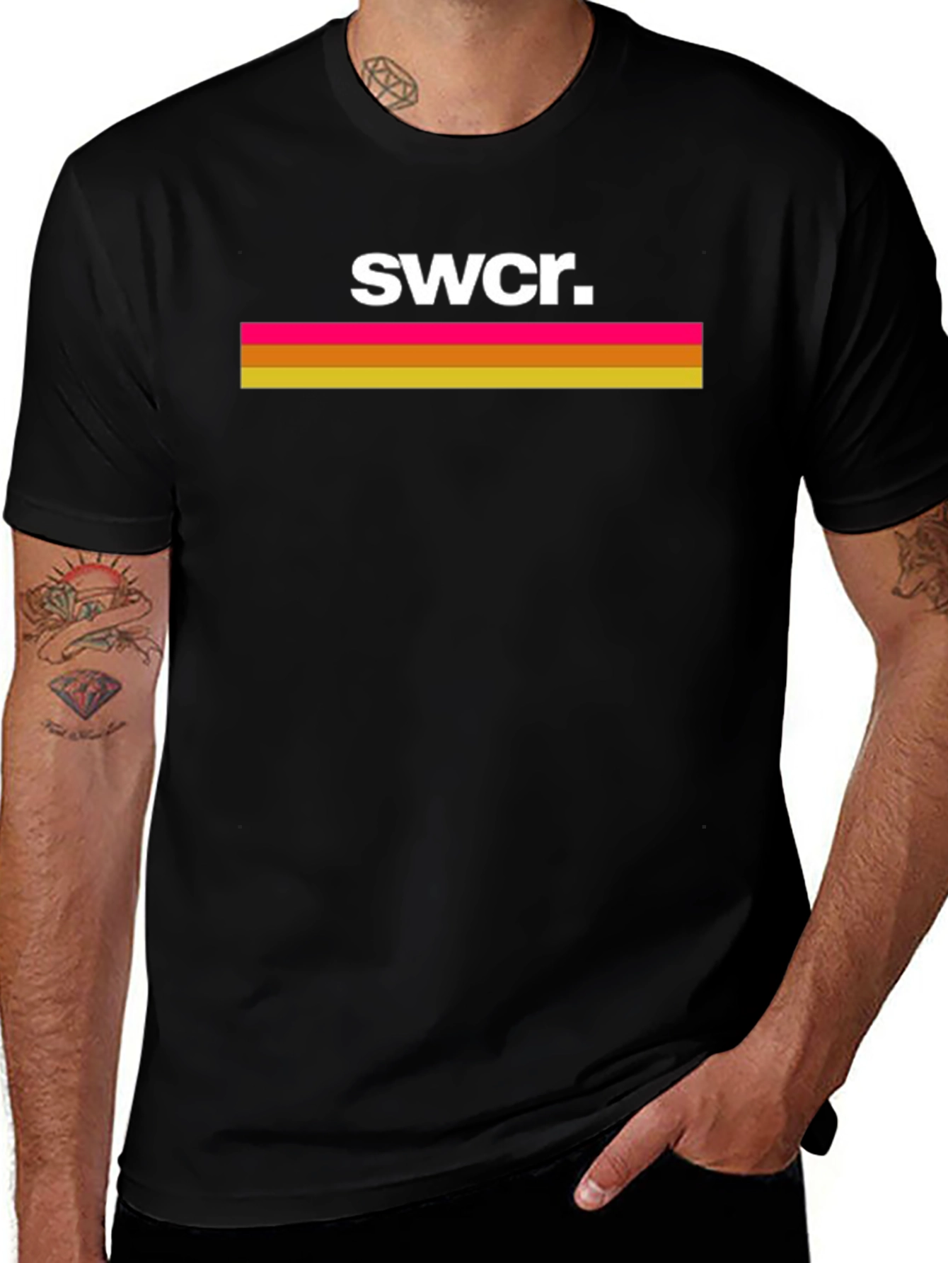 SWCR Retro Striped Graphic Black T-Shirt