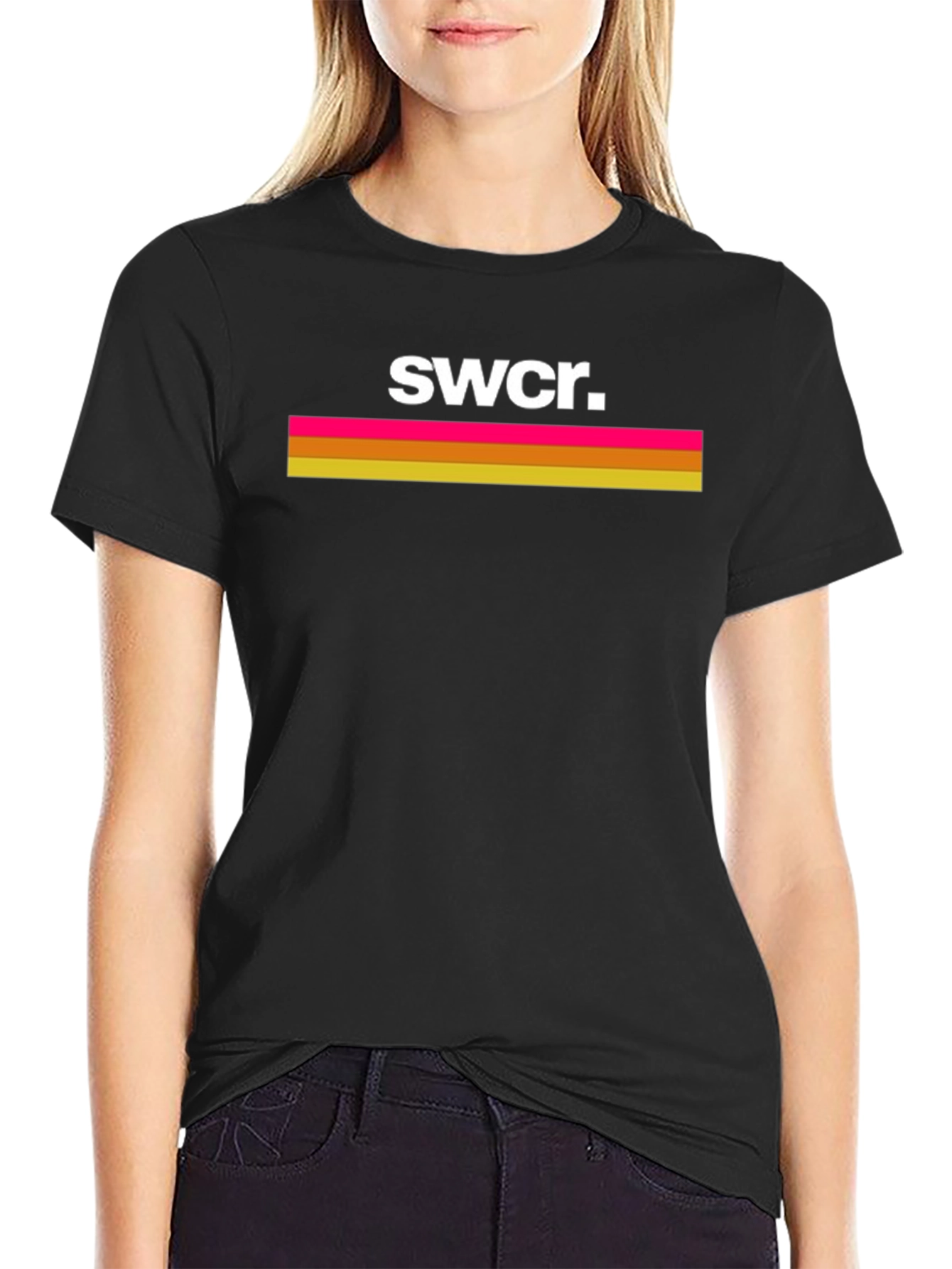 SWCR Retro Striped Graphic Black T-Shirt