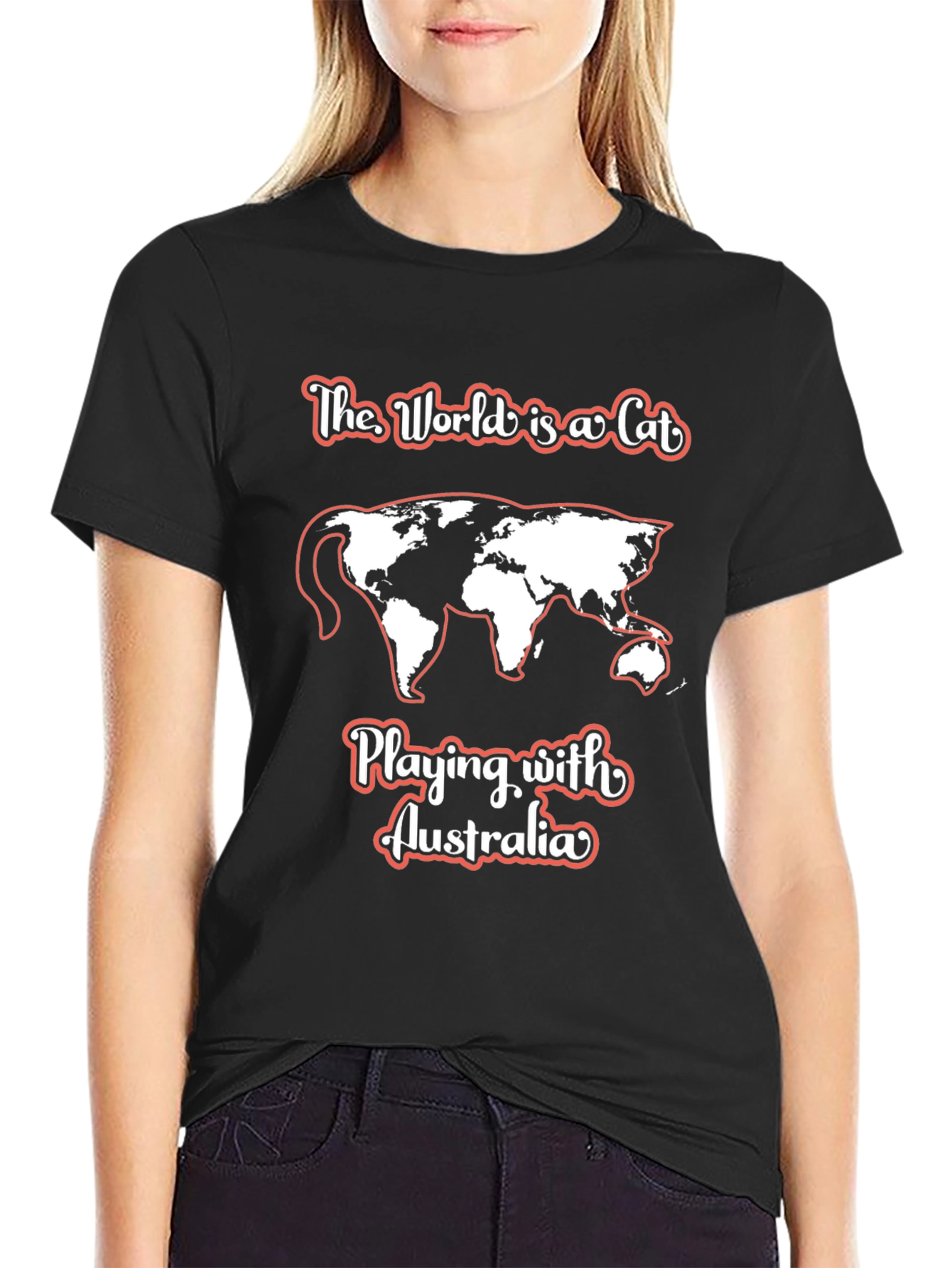 World is a Cat Playing with Australia T-Shirt