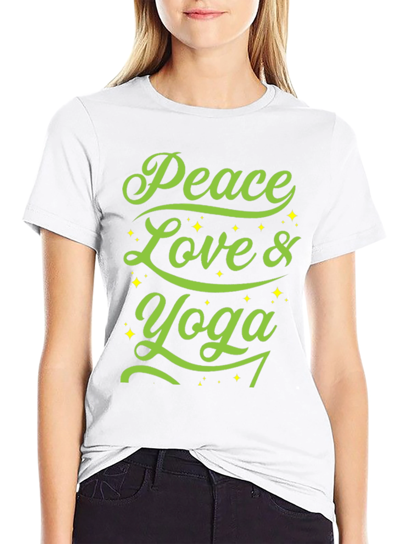 Peace Love Yoga Graphic T-Shirt - Black