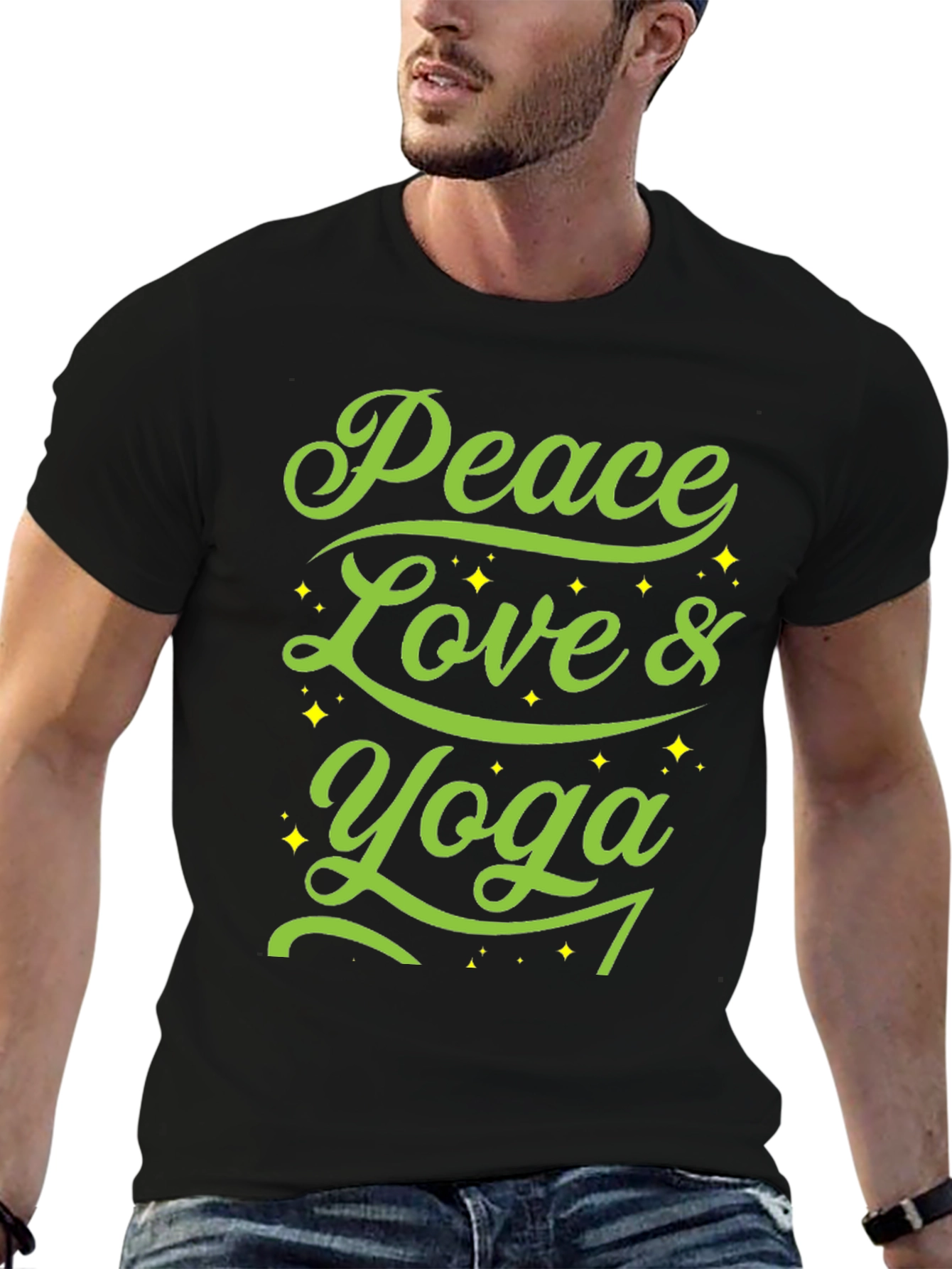 Peace Love Yoga Graphic T-Shirt - Black
