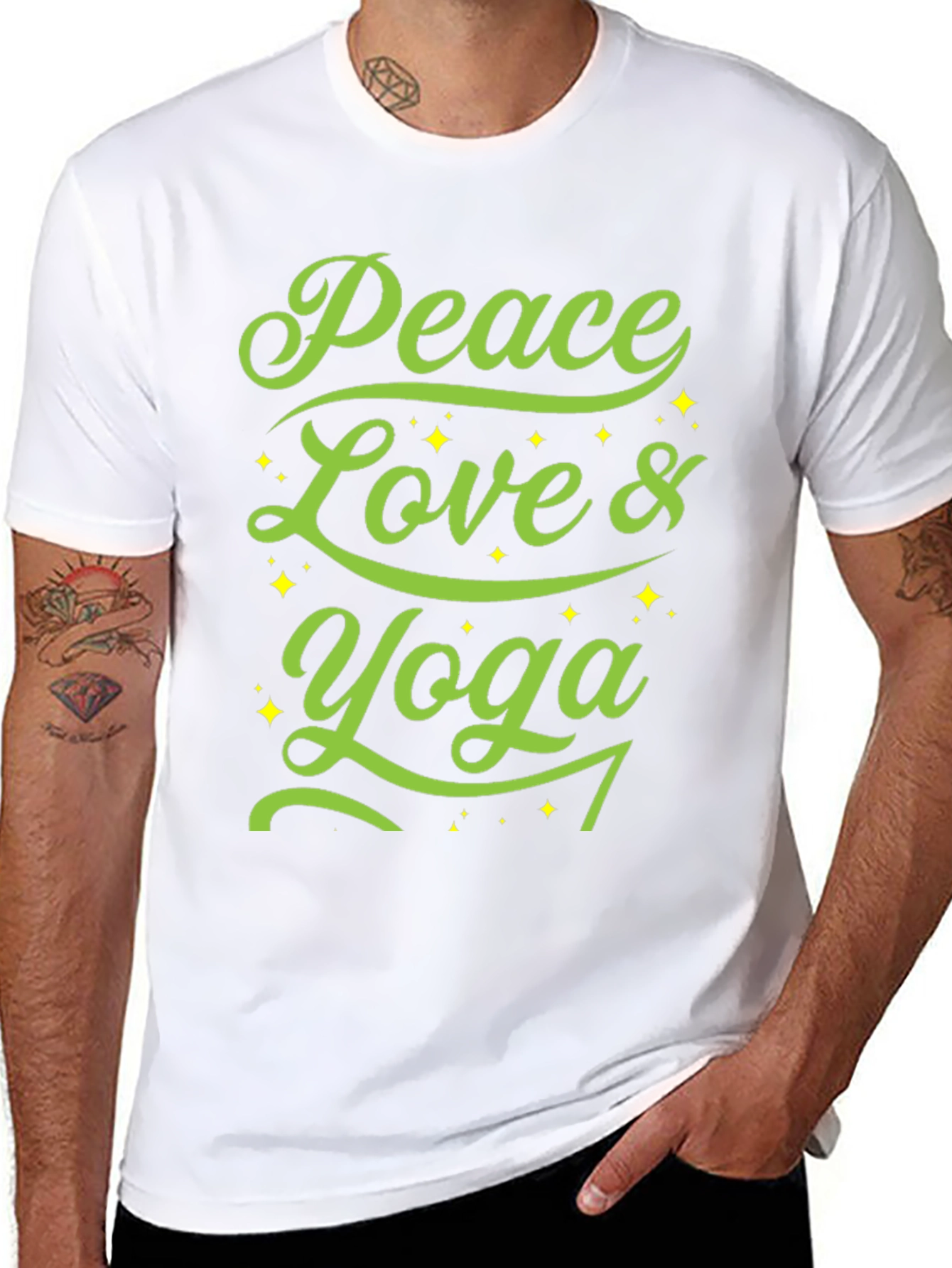 Peace Love Yoga Graphic T-Shirt - Black
