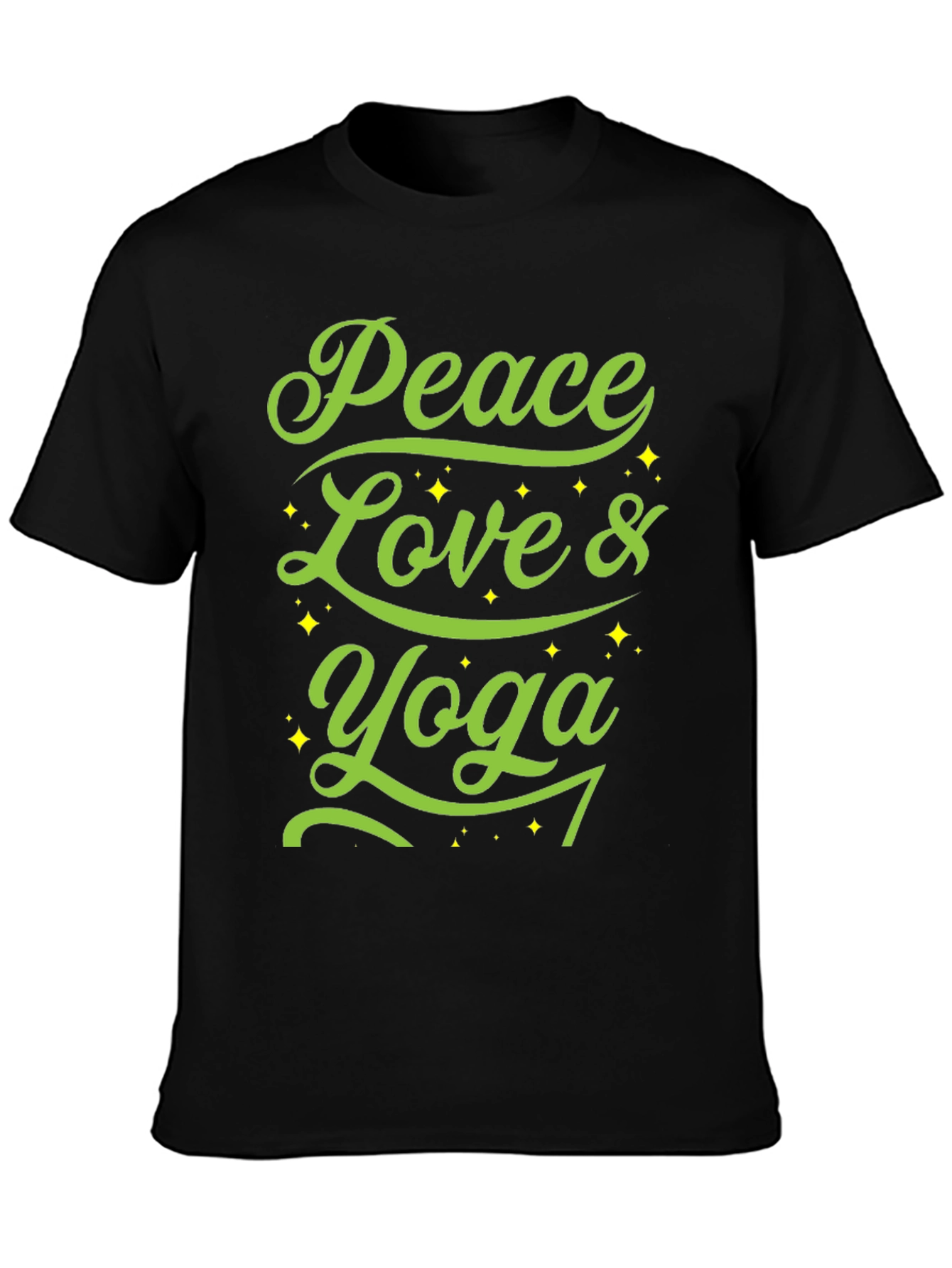 Peace Love Yoga Graphic T-Shirt - Black