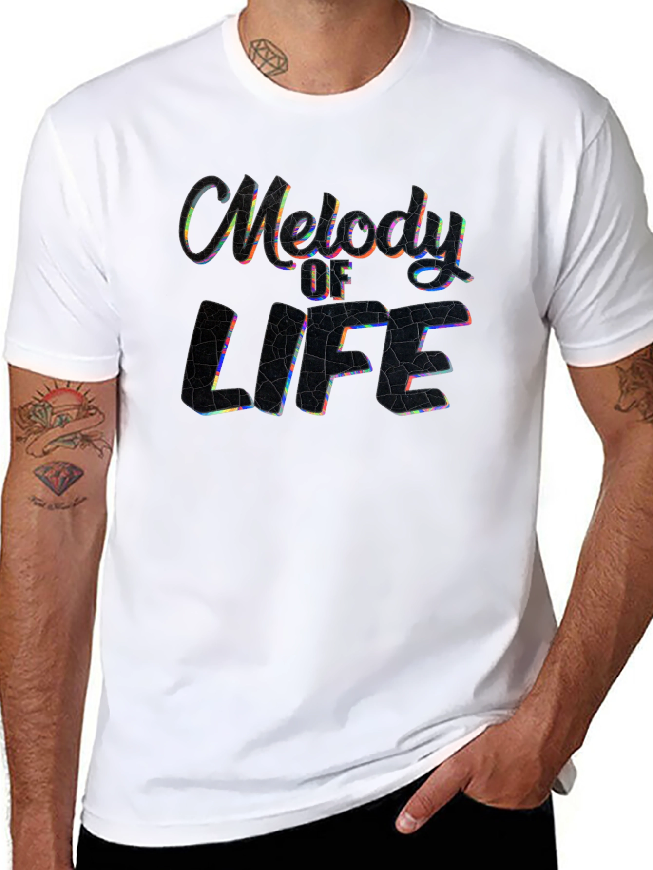 Melody of Life Graphic Print Black T-Shirt