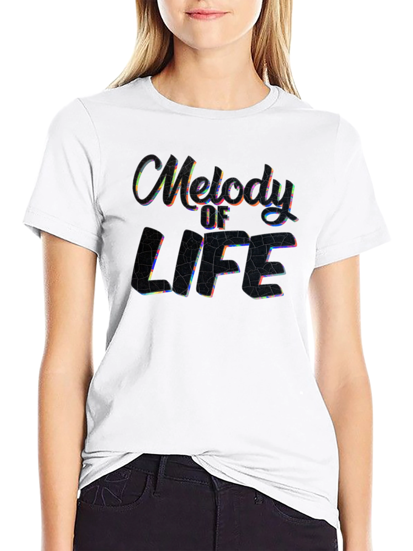 Melody of Life Graphic Print Black T-Shirt